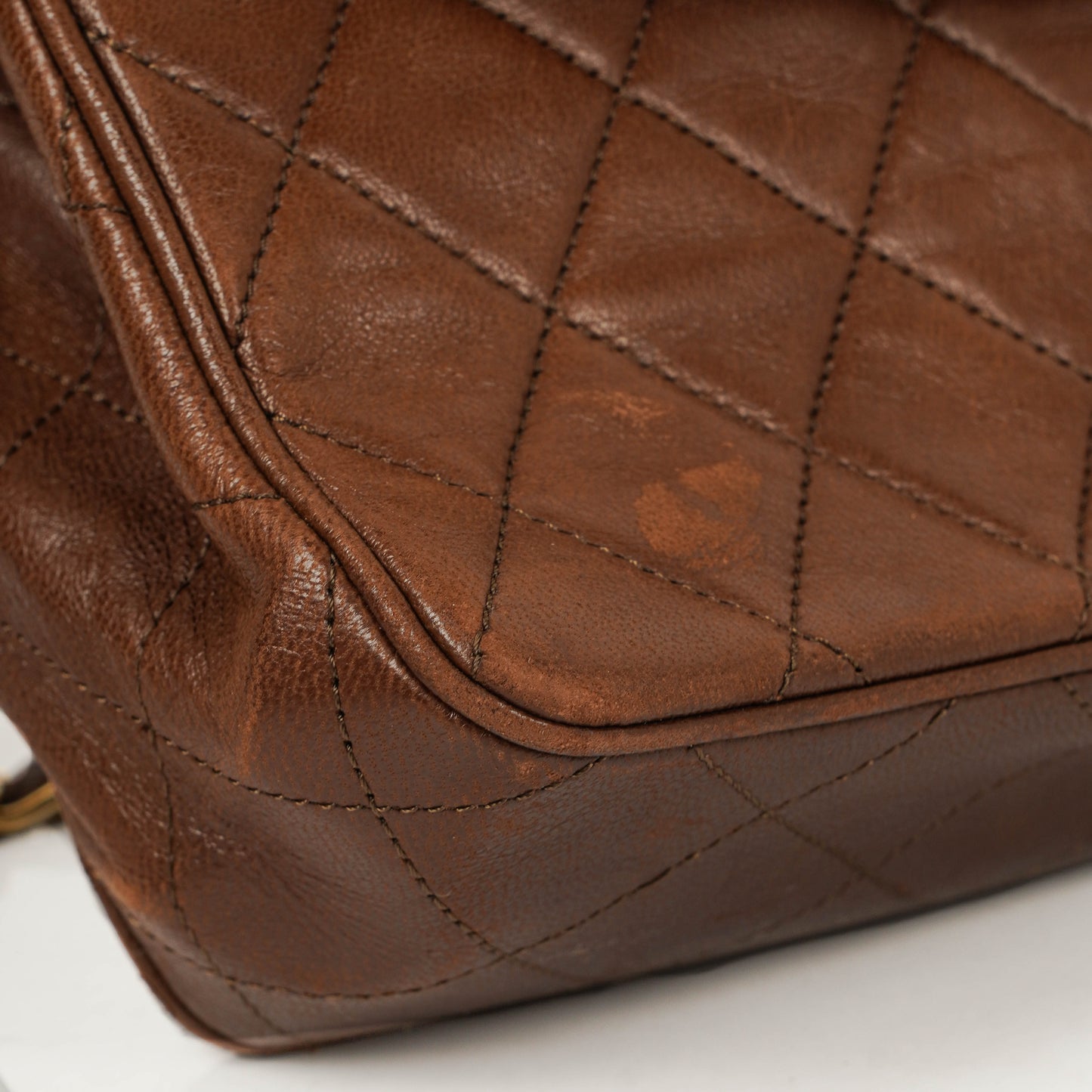 Chanel Half-Moon Flap Bag Brown Quilted Lambskin 24K Gold-Plated Hardware
