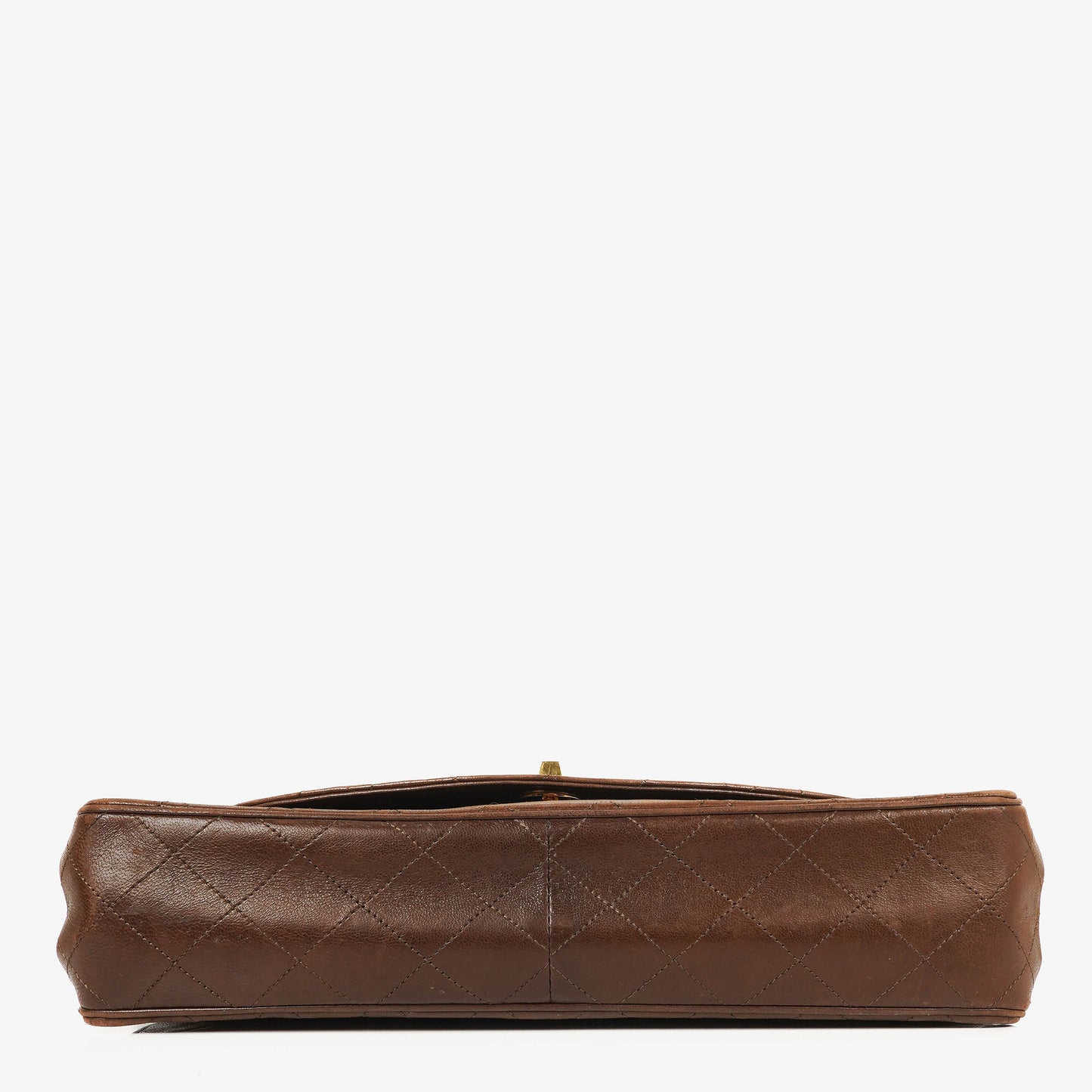 Chanel Half-Moon Flap Bag Brown Quilted Lambskin 24K Gold-Plated Hardware