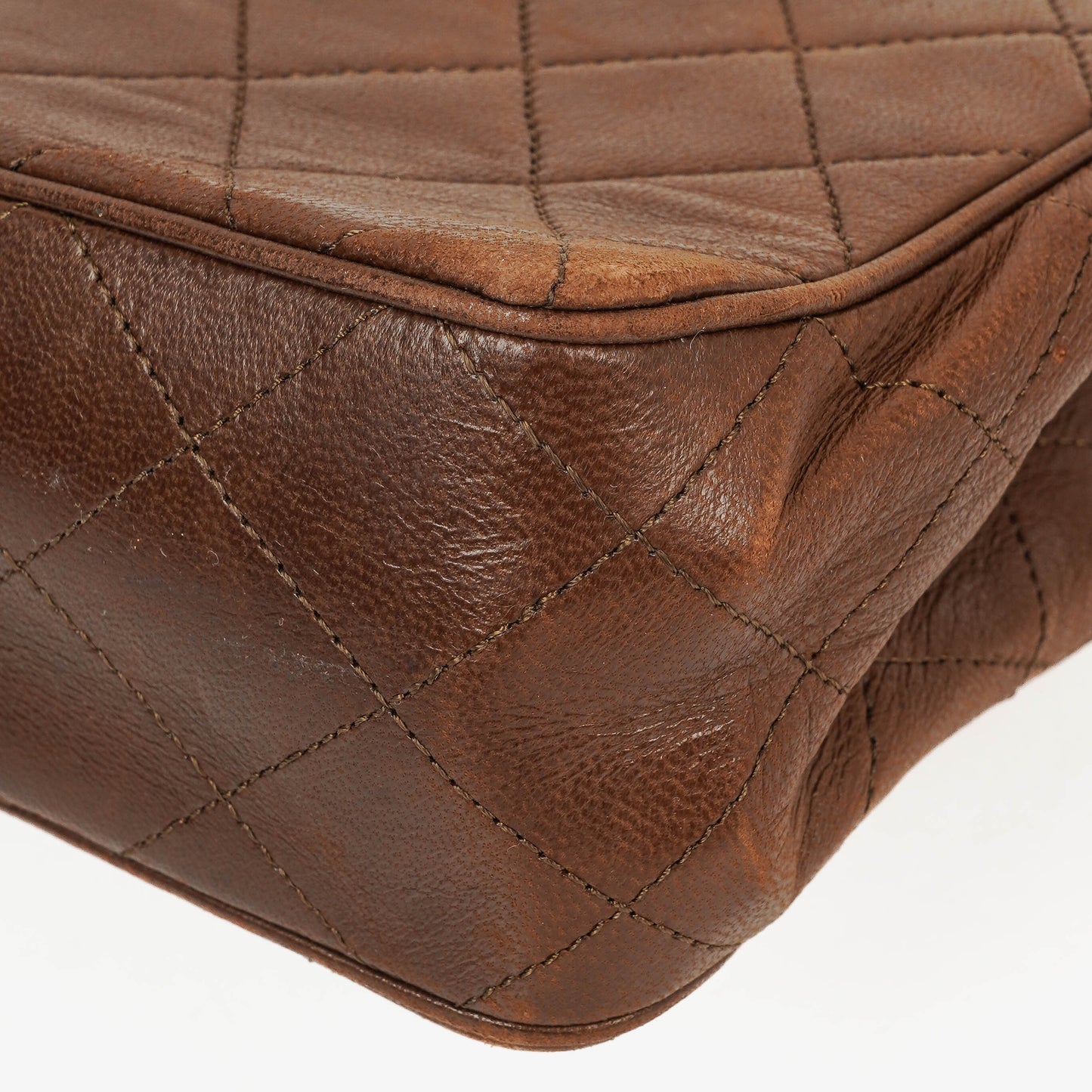 Chanel Half-Moon Flap Bag Brown Quilted Lambskin 24K Gold-Plated Hardware
