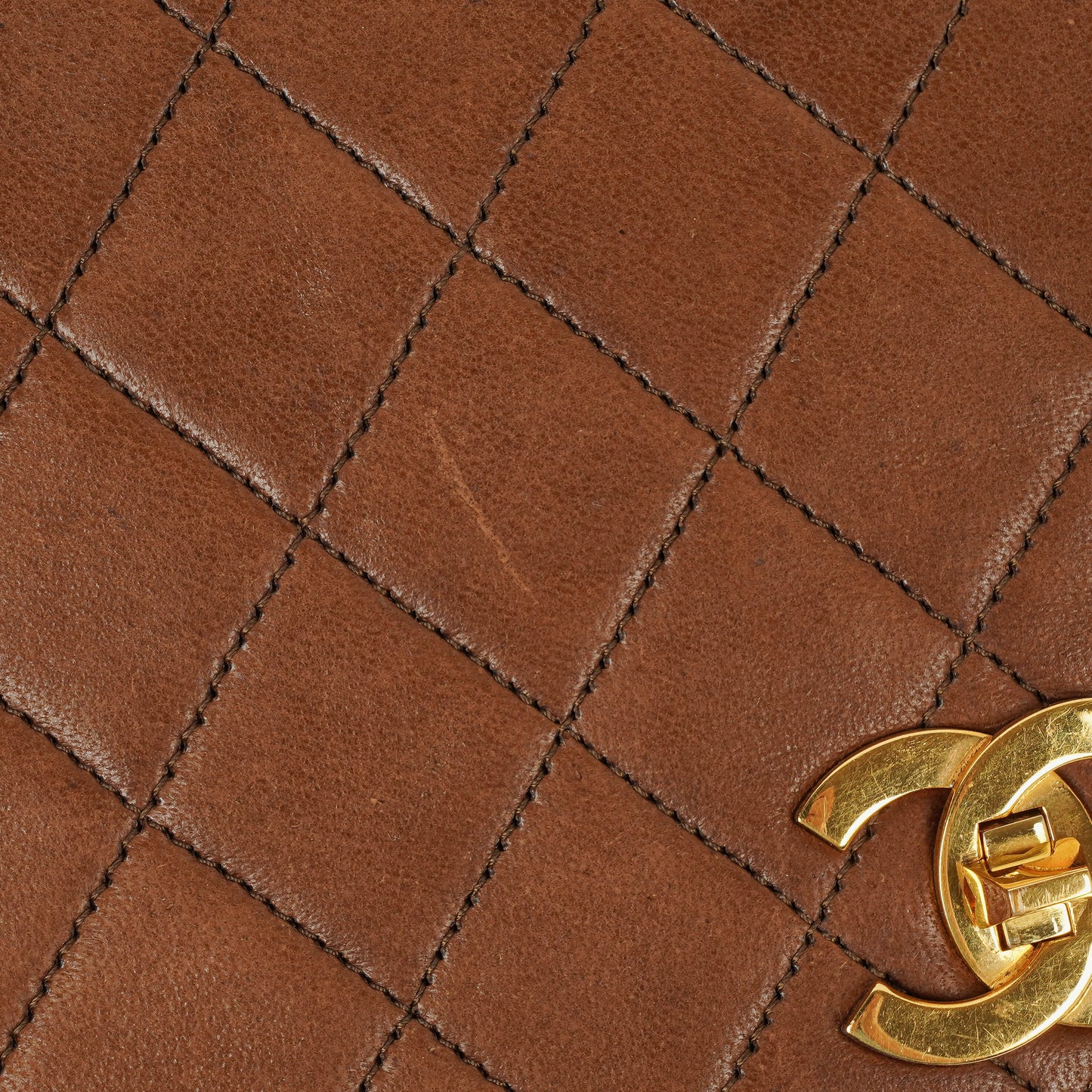 Chanel Half-Moon Flap Bag Brown Quilted Lambskin 24K Gold-Plated Hardware