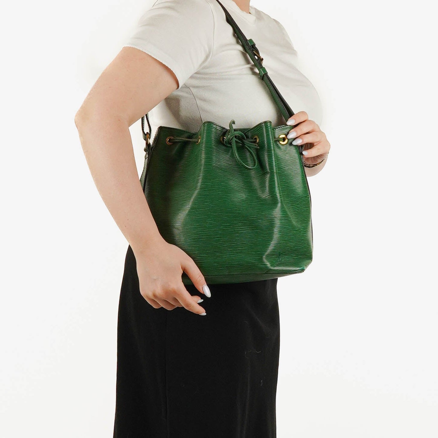 Authentic Louis Vuitton Petit Noe Green EPI Leather Shoulder Bag