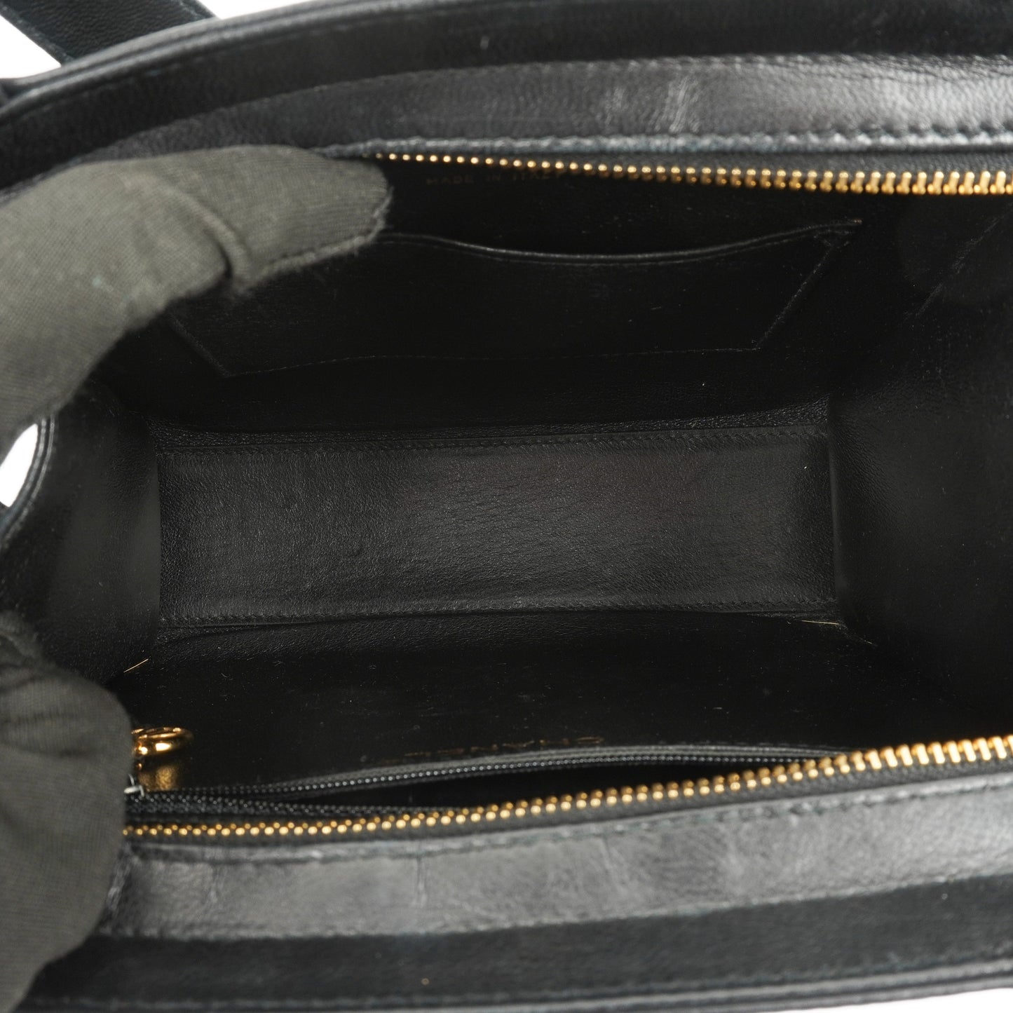 Chanel Black Leather Camellia Top Handle Bag