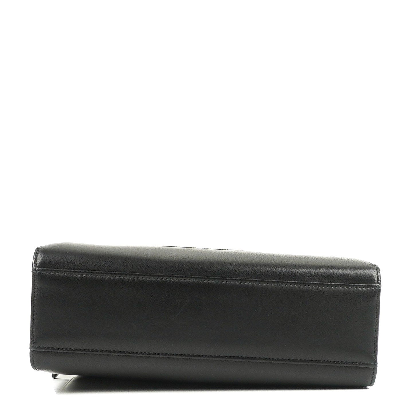 Chanel Black Leather Camellia Top Handle Bag