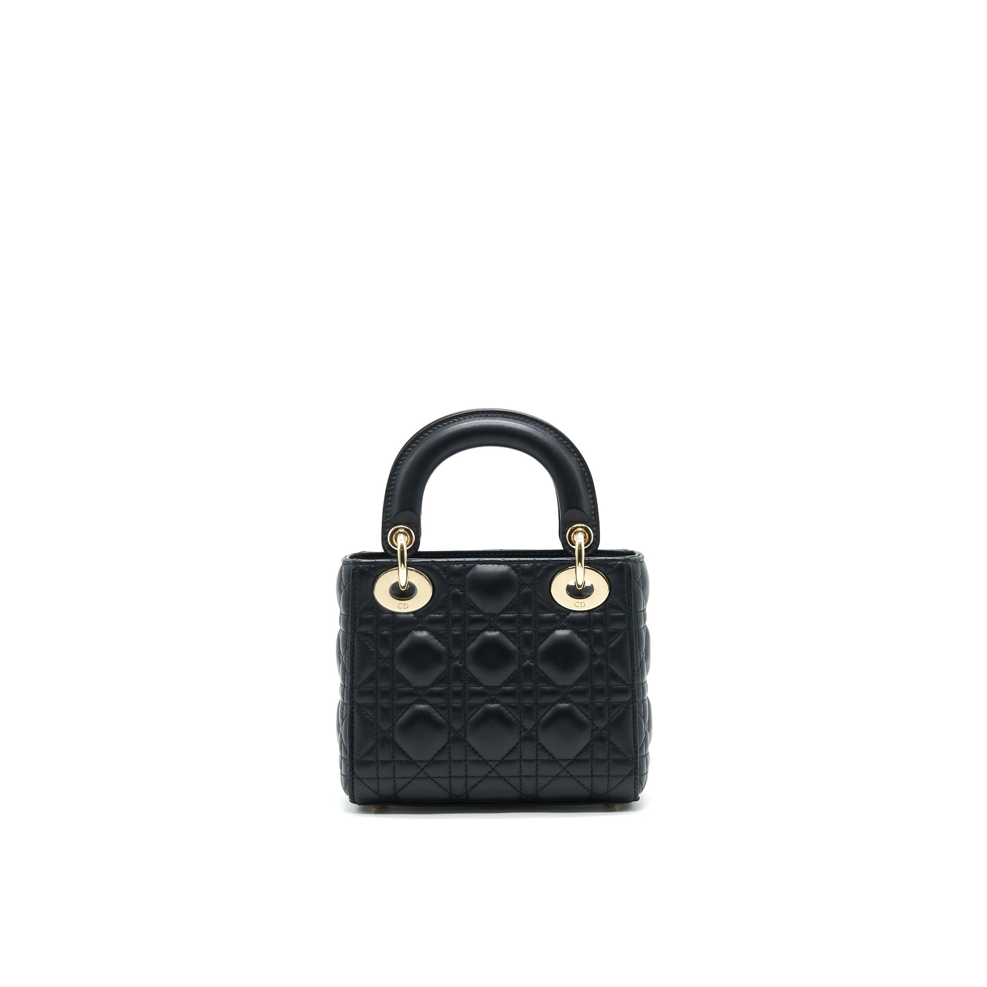Dior Mini Lady Dior Tote Purse Lambskin Black
