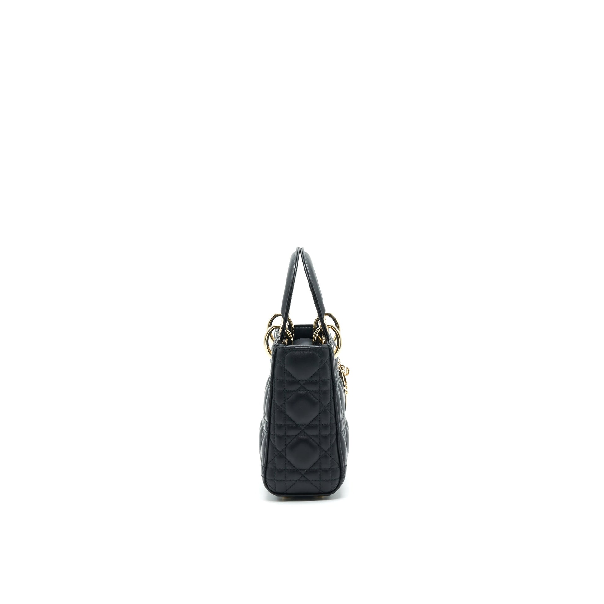 Dior Mini Lady Dior Tote Purse Lambskin Black