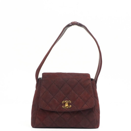 Chanel  Flap Quilted Burgundy Suede 24K Gold-Plated Hardware