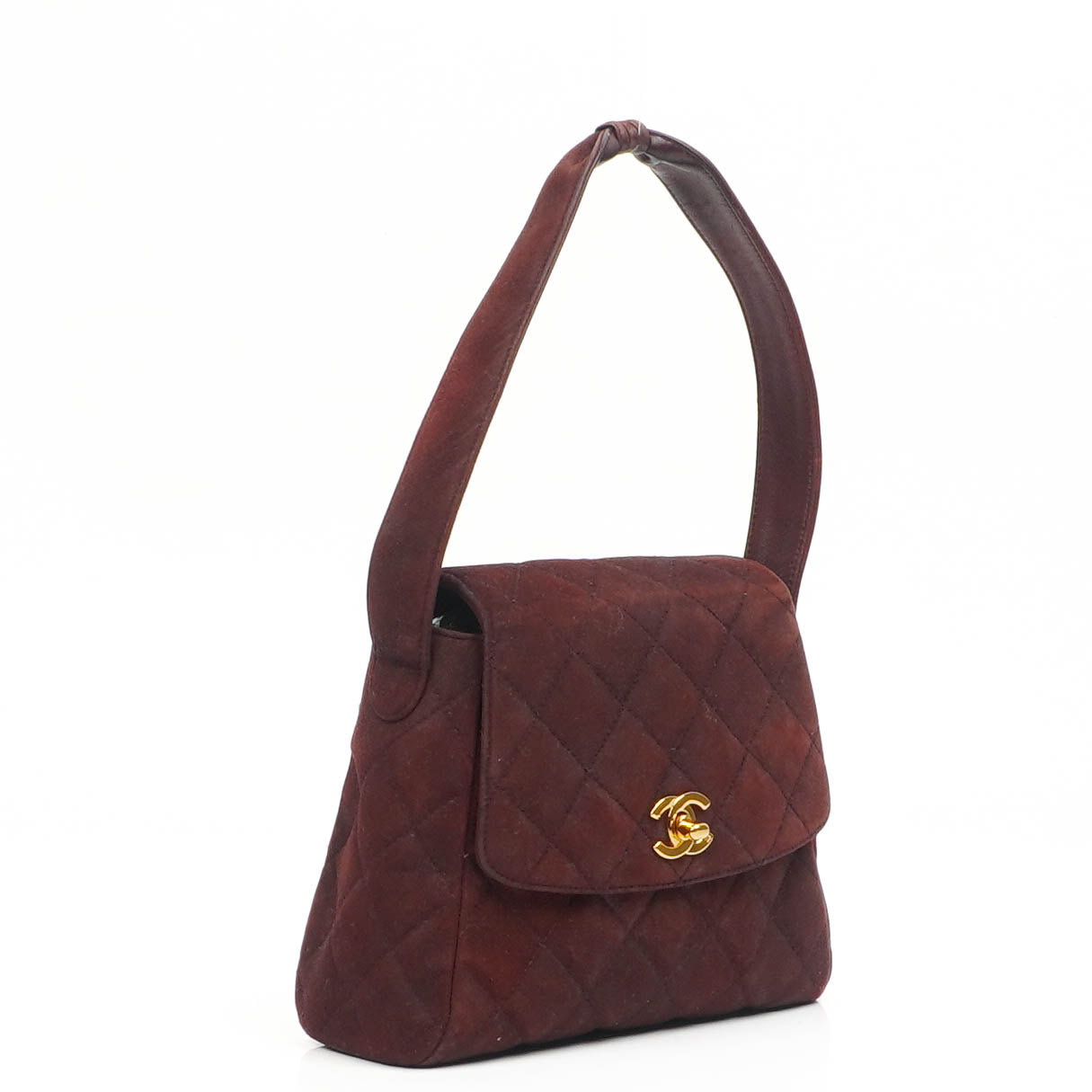 Chanel  Flap Quilted Burgundy Suede 24K Gold-Plated Hardware