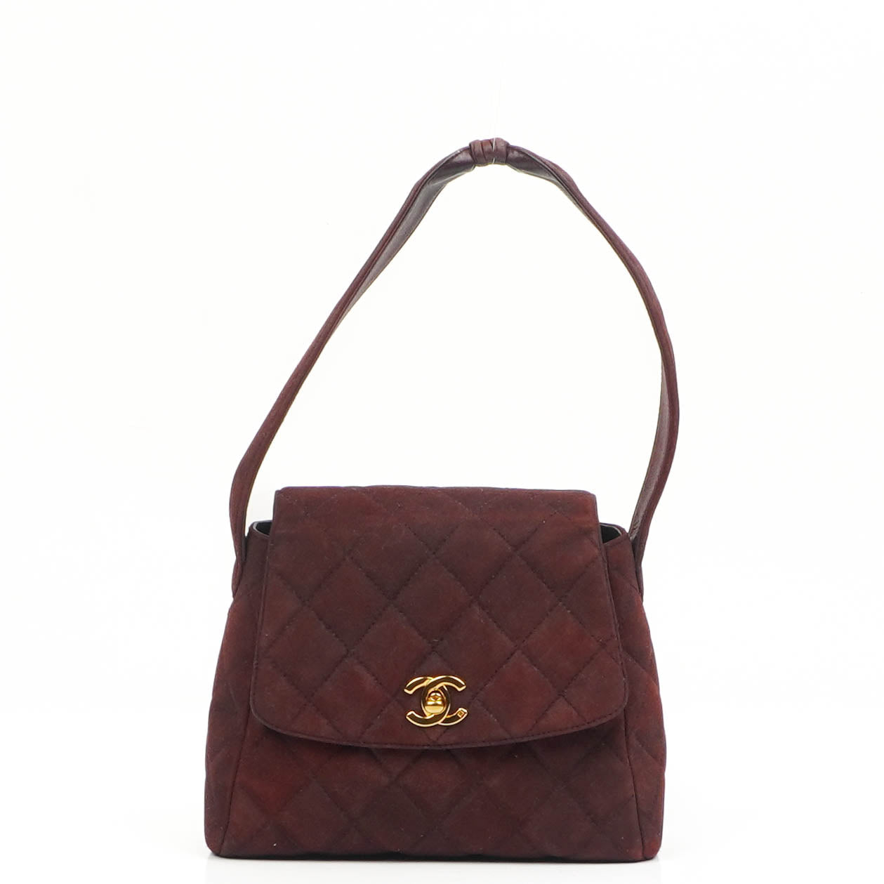 Chanel  Flap Quilted Burgundy Suede 24K Gold-Plated Hardware