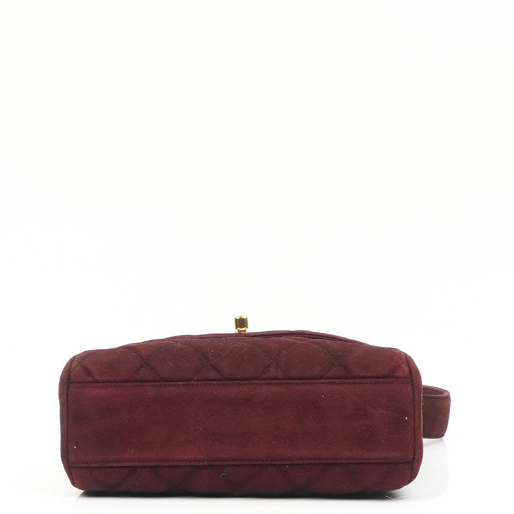 Chanel  Flap Quilted Burgundy Suede 24K Gold-Plated Hardware