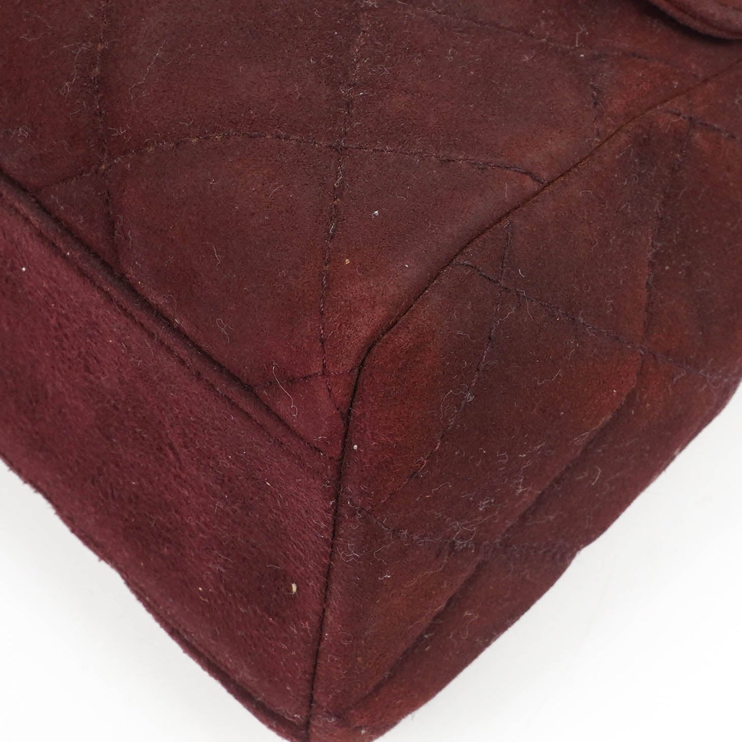 Chanel  Flap Quilted Burgundy Suede 24K Gold-Plated Hardware