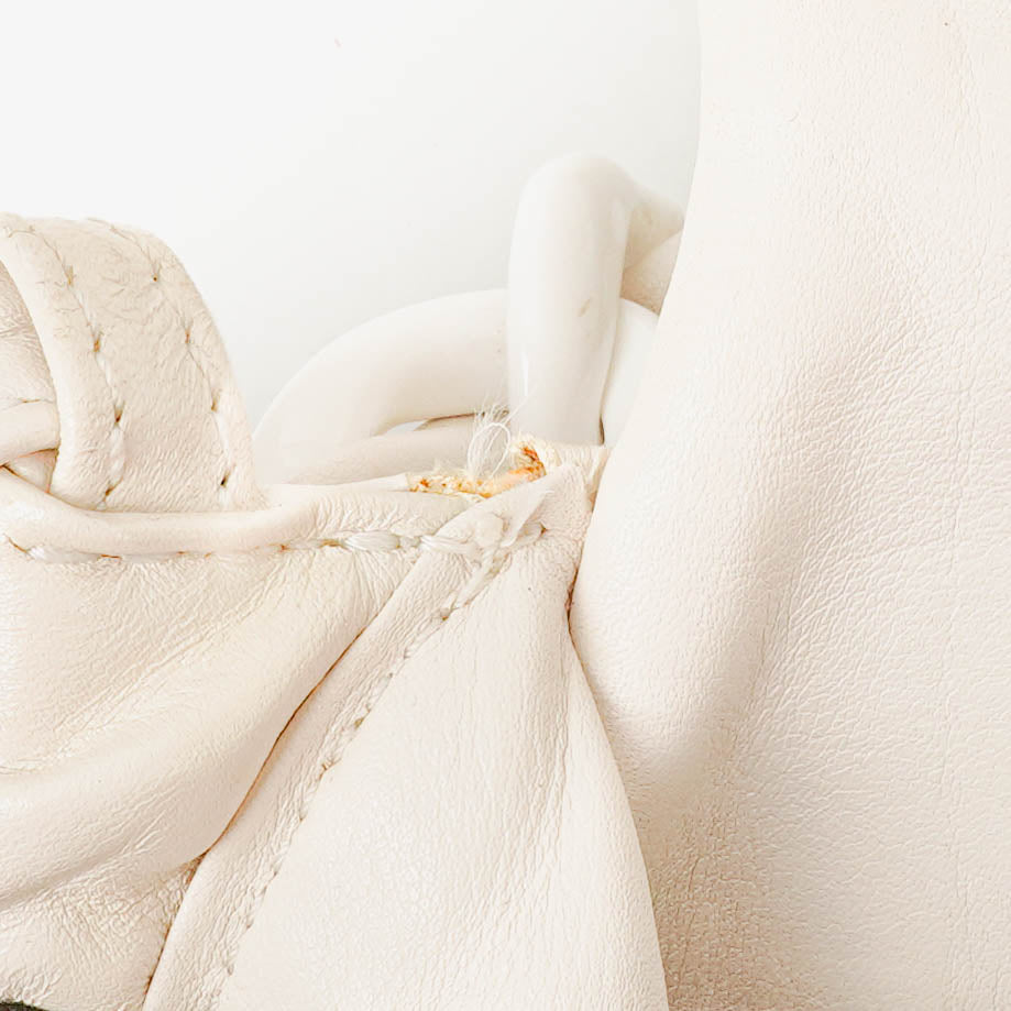Chanel Crinkled Patent Modern White Plastic Chain Flap Bag
