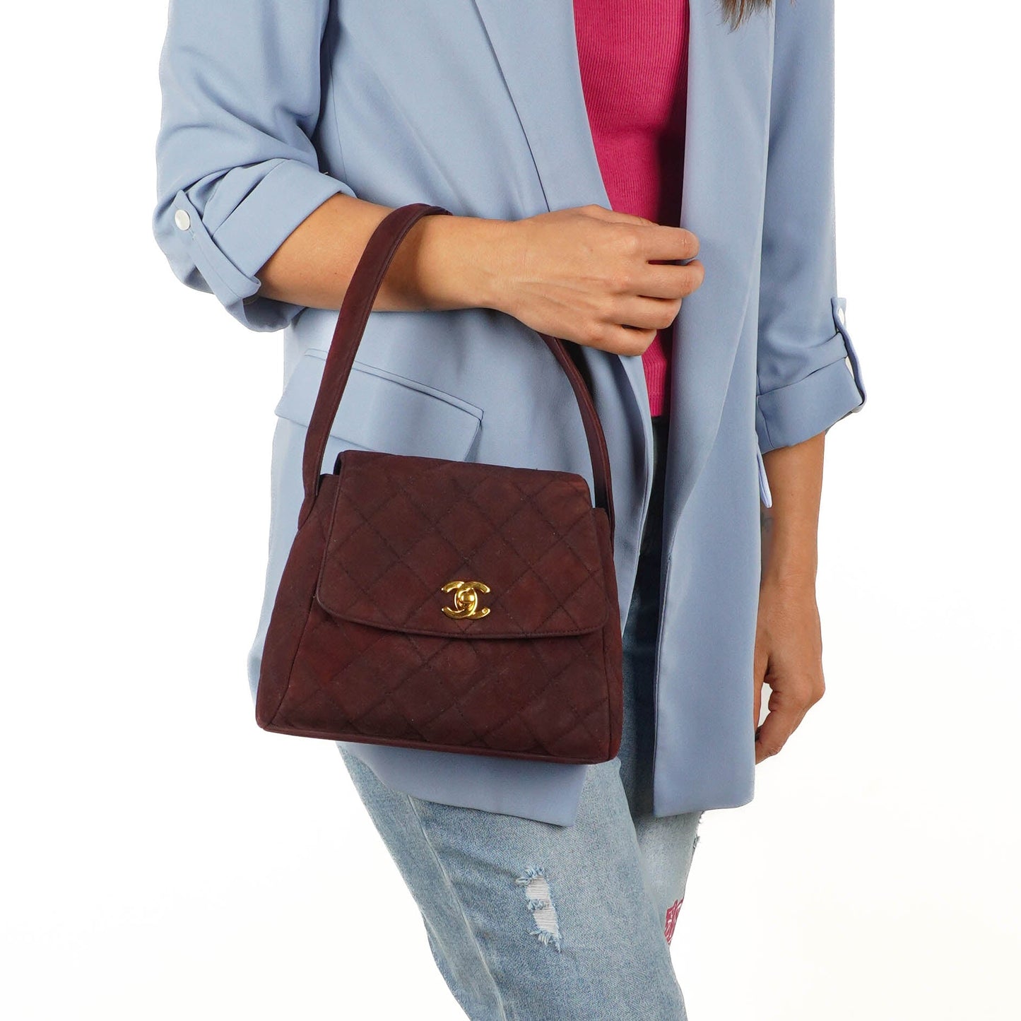 Chanel  Flap Quilted Burgundy Suede 24K Gold-Plated Hardware