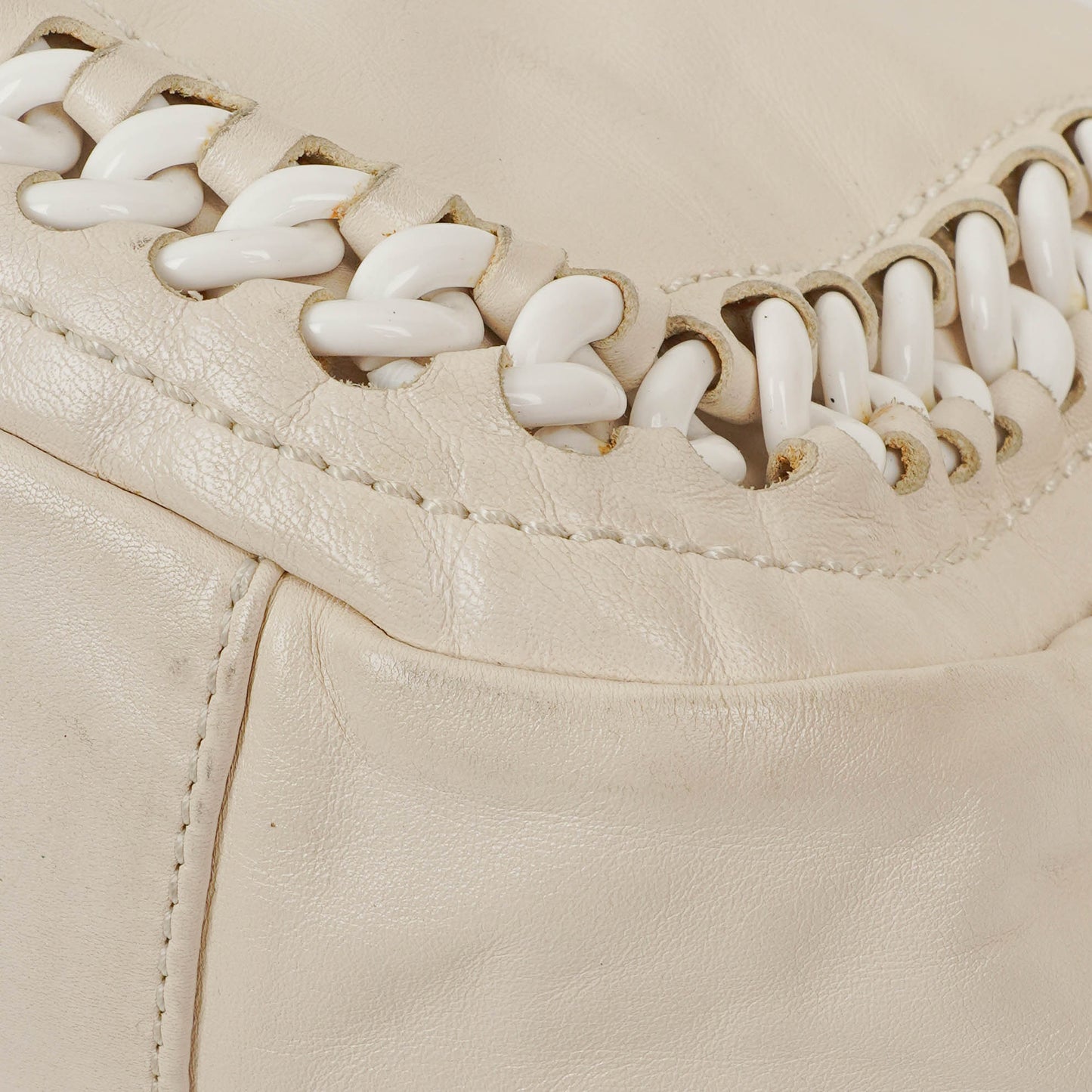 Chanel Crinkled Patent Modern White Plastic Chain Flap Bag