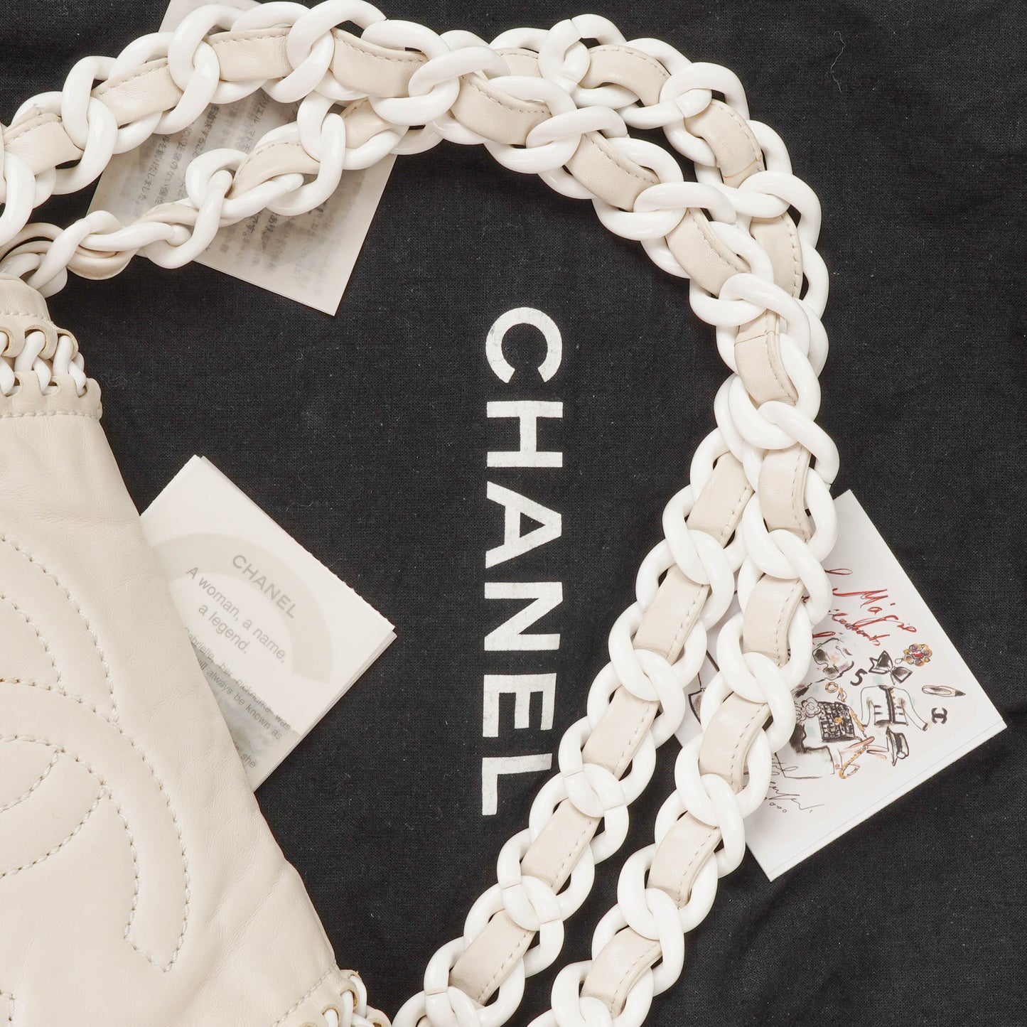 Chanel Crinkled Patent Modern White Plastic Chain Flap Bag