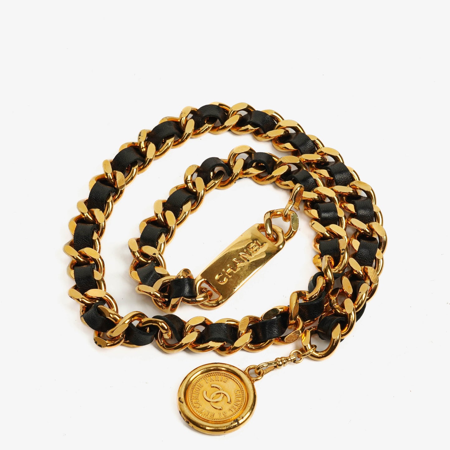 Chanel Coco Mark Leather Chain Belt