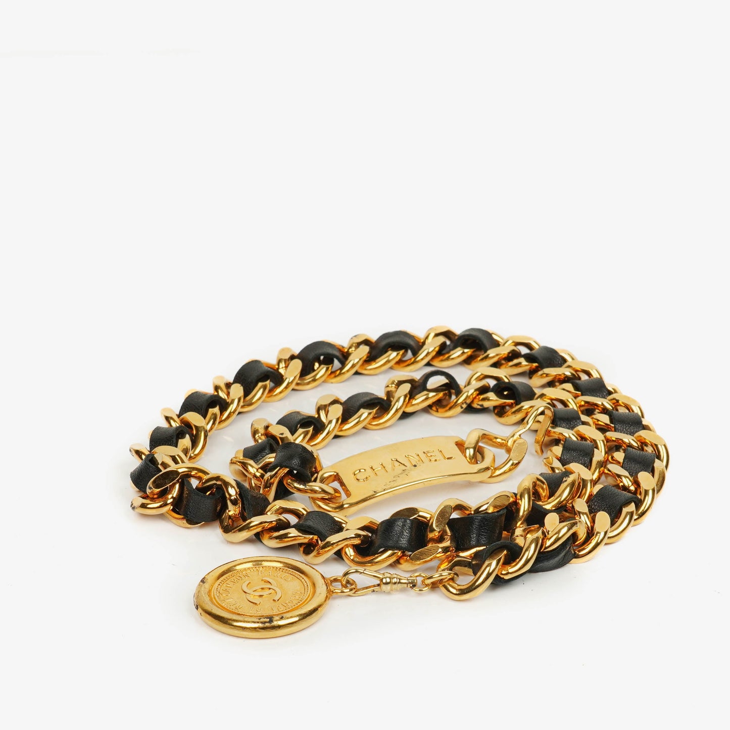 Chanel Coco Mark Leather Chain Belt