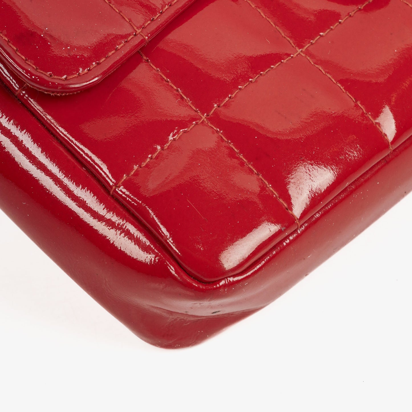 Chanel Red Patent Leather Chocolate Bar Waist Bag