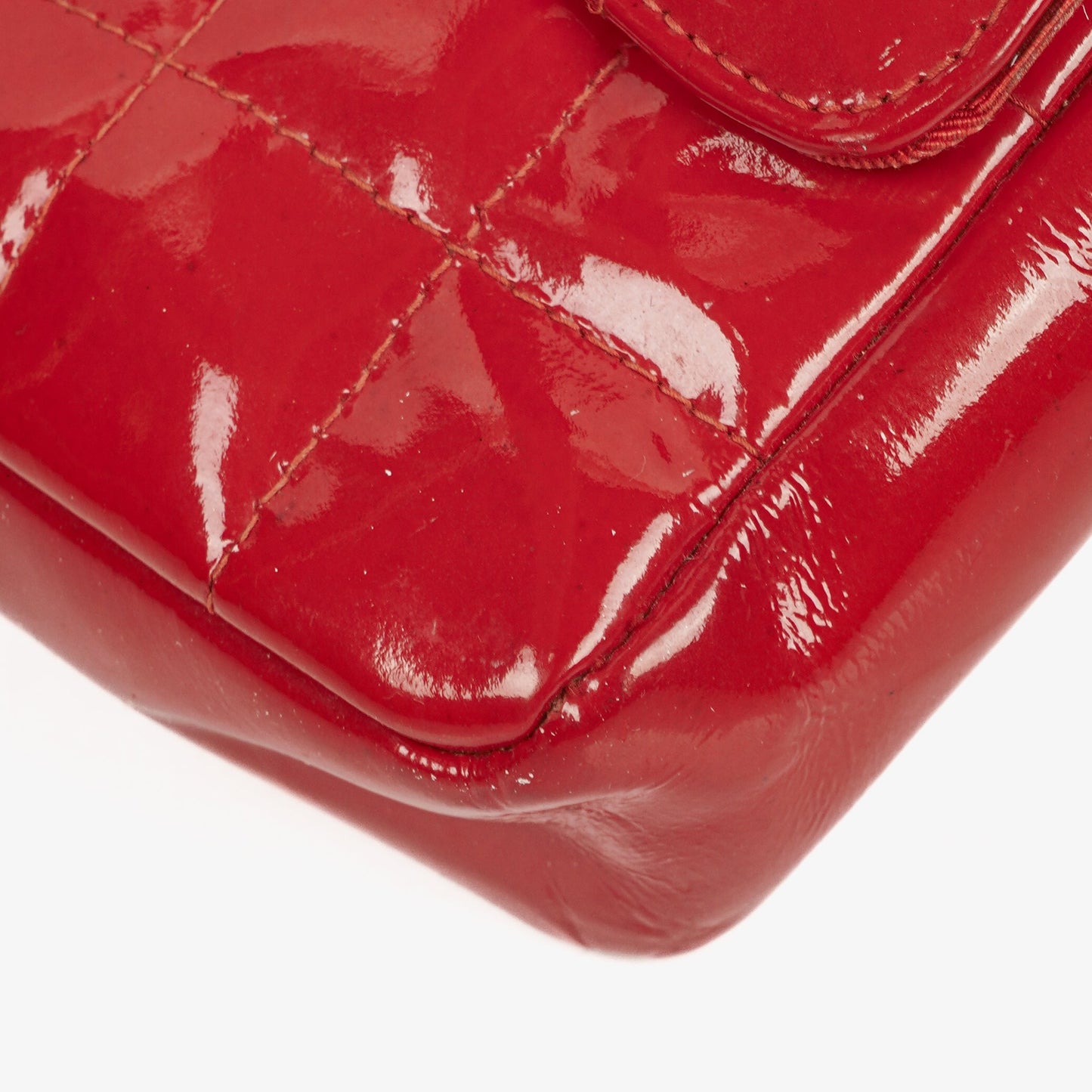 Chanel Red Patent Leather Chocolate Bar Waist Bag