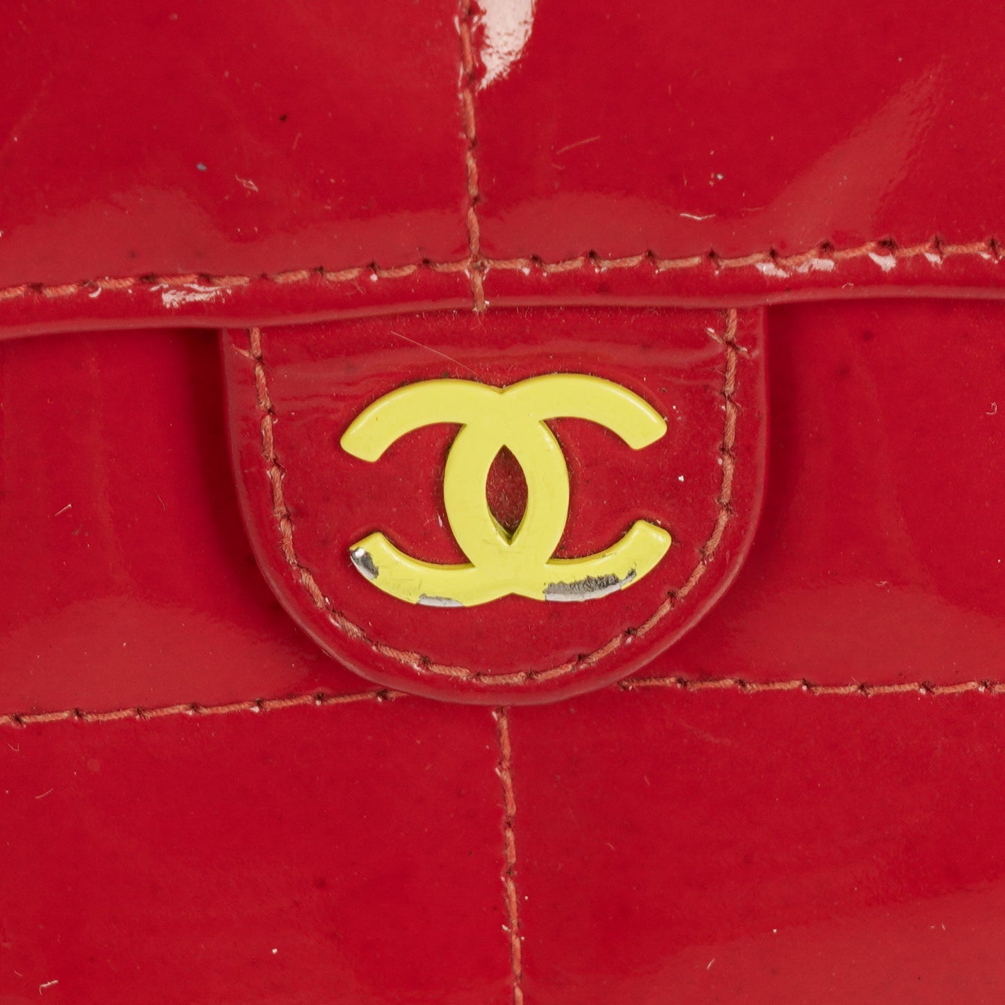 Chanel Red Patent Leather Chocolate Bar Waist Bag