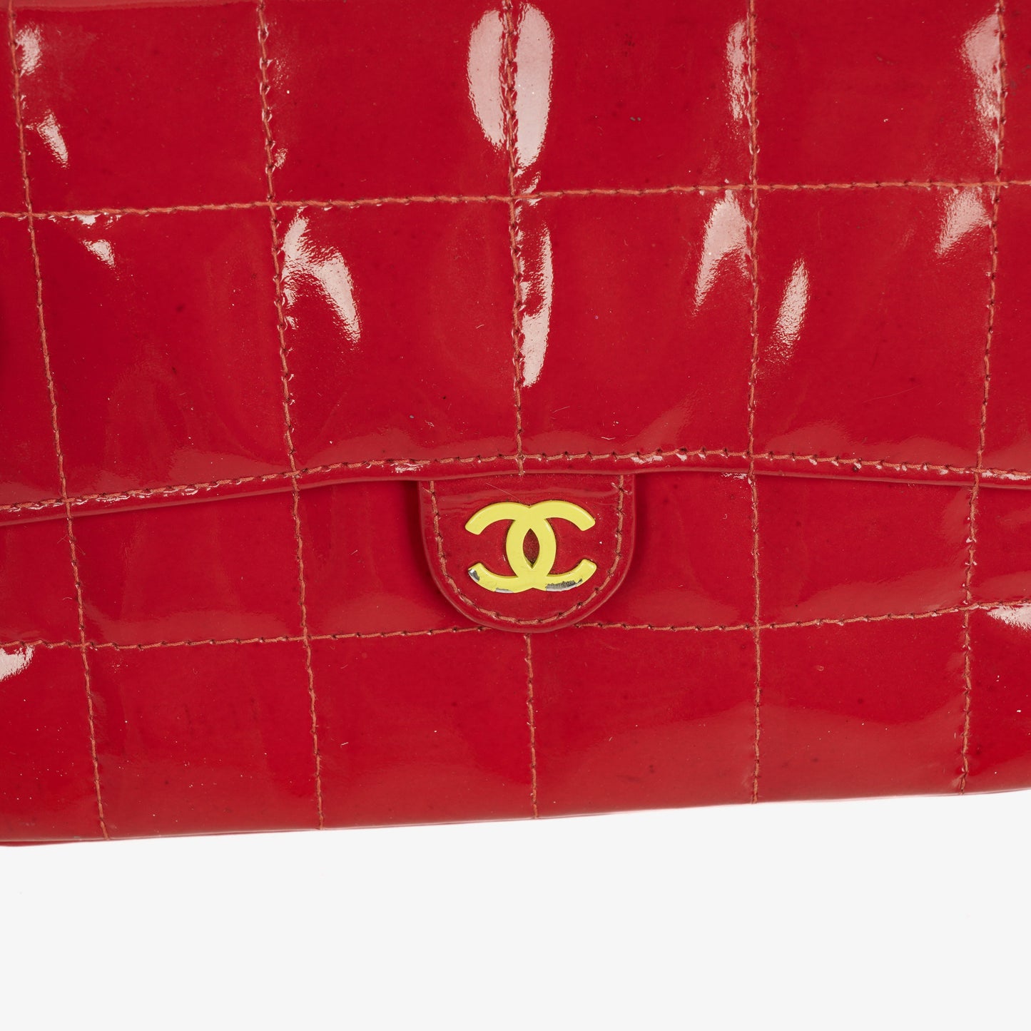 Chanel Red Patent Leather Chocolate Bar Waist Bag