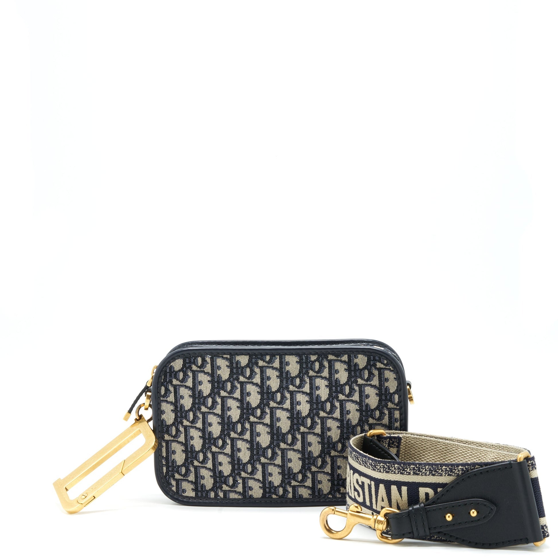 Dior Oblique diorquake clutch with extra woven logo Purse strap