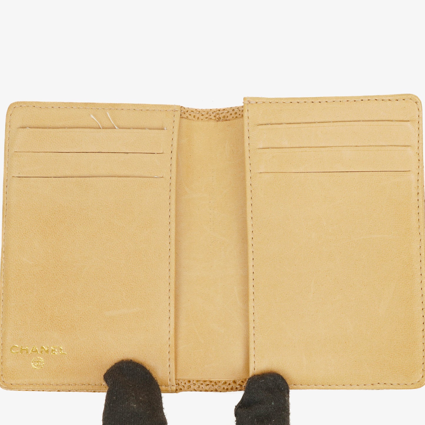 Chanel Timeless Caviar CC Card Holder Wallet Beige