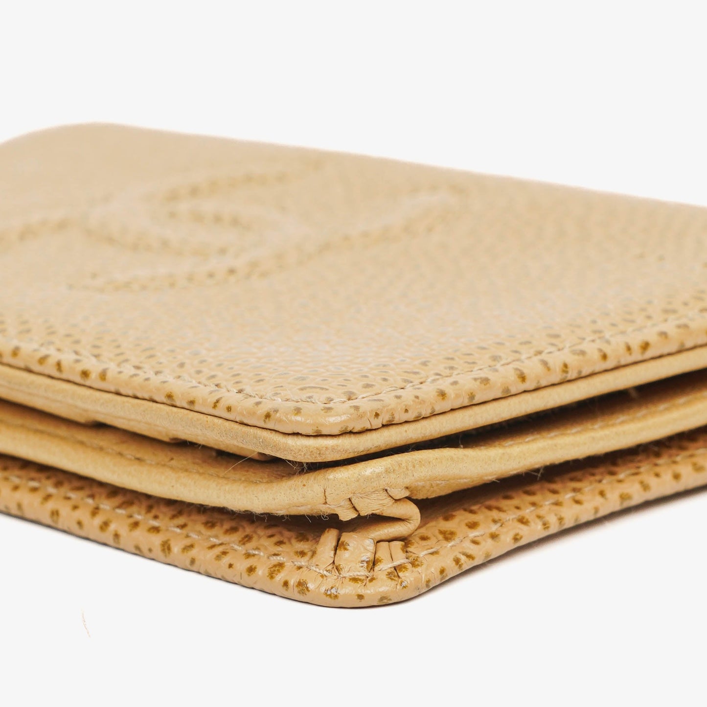 Chanel Timeless Caviar CC Card Holder Wallet Beige