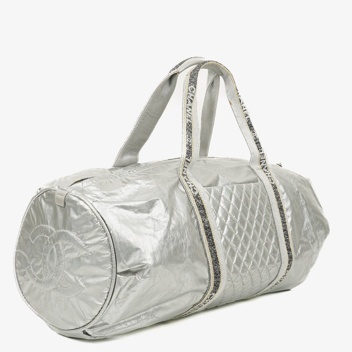 Chanel Metallic Quilted Nylon Boston Bag
