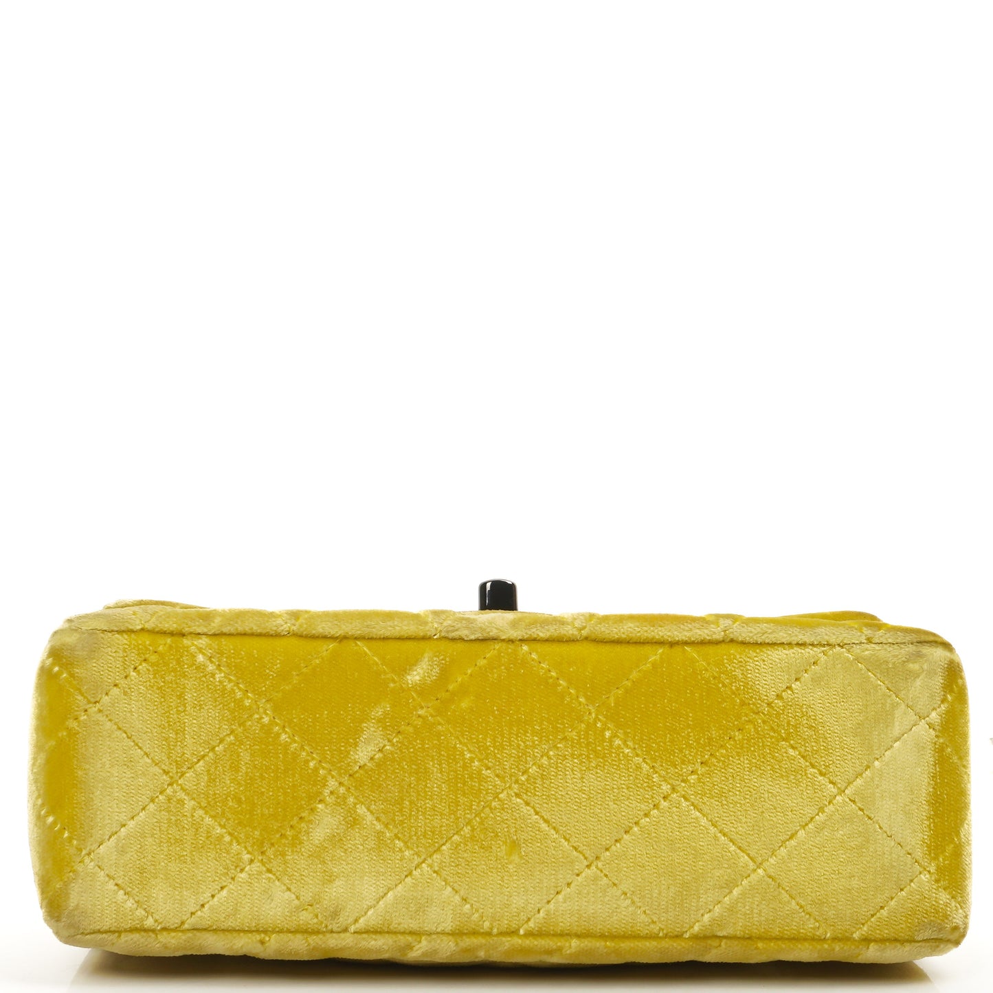 Chanel Mini Rectangular Single Flap Bag Yellow Quilted Velvet With Black Hardware