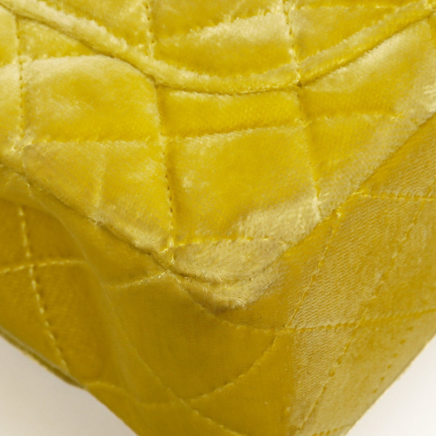 Chanel Mini Rectangular Single Flap Bag Yellow Quilted Velvet With Black Hardware