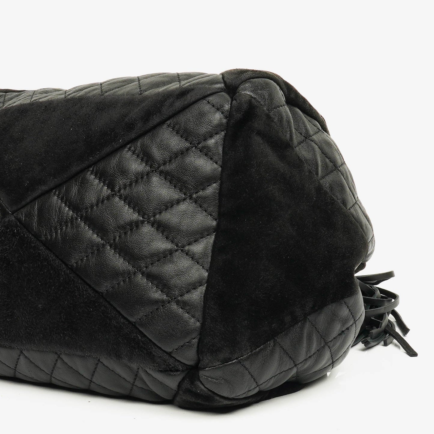 Chanel Leather and Suede Patchwork Drawstring Bag