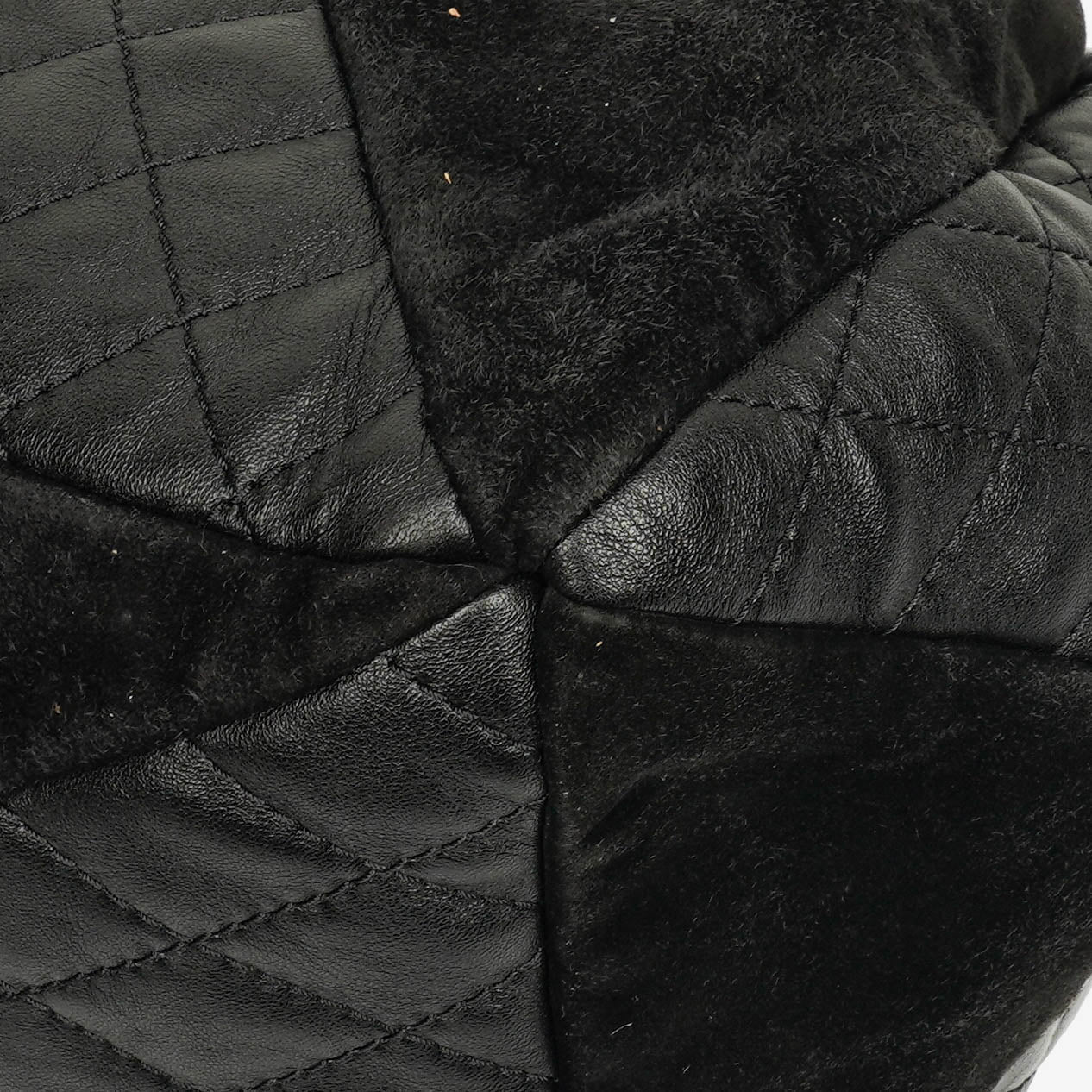 Chanel Leather and Suede Patchwork Drawstring Bag