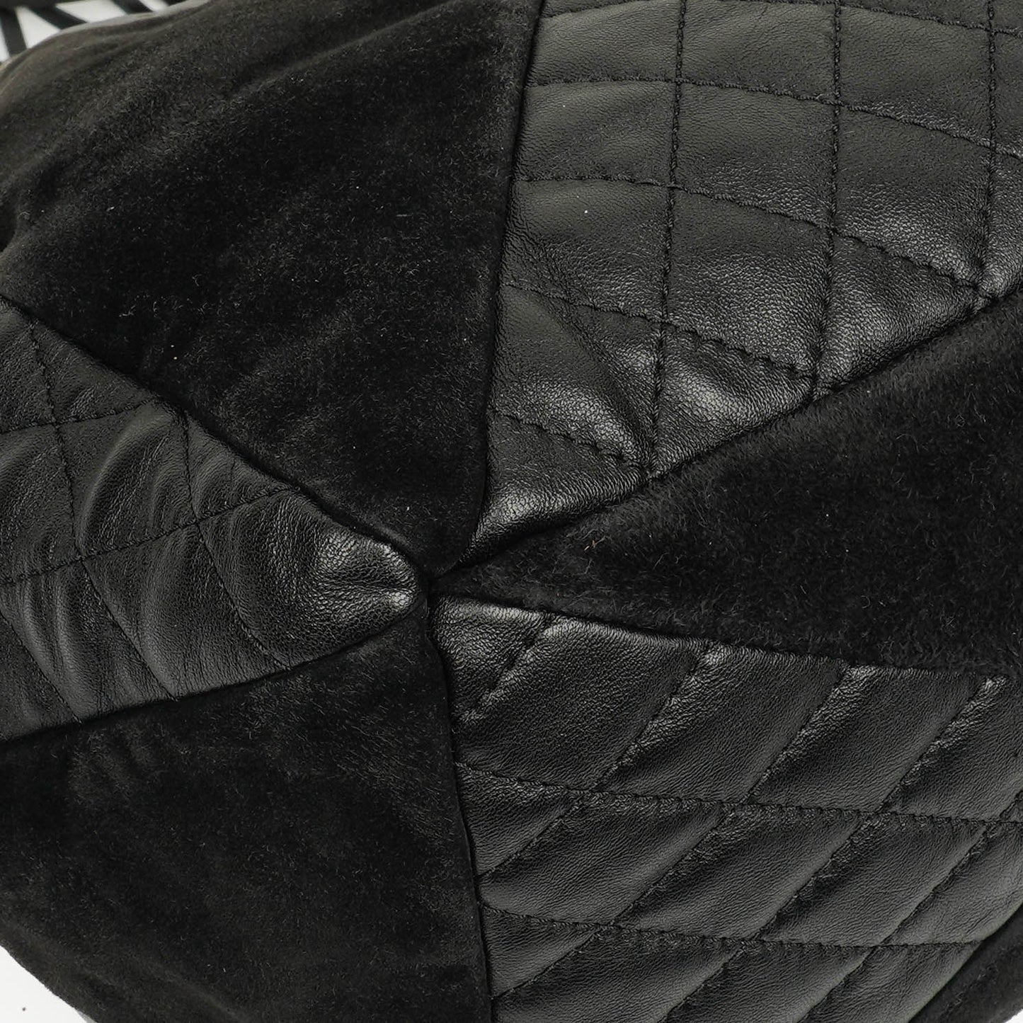 Chanel Leather and Suede Patchwork Drawstring Bag