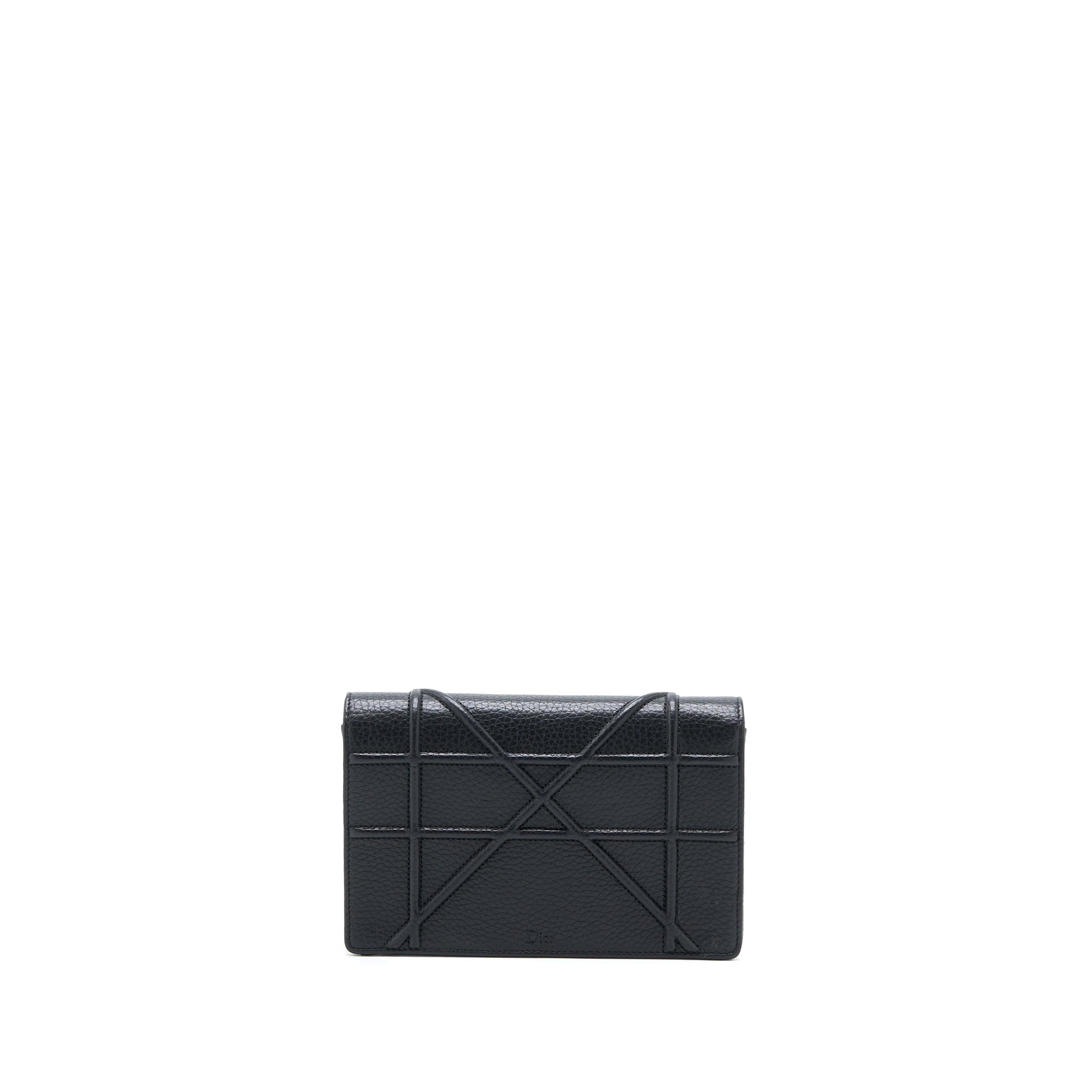 Dior Diorama Wallet On Chain Grained Calfskin Black