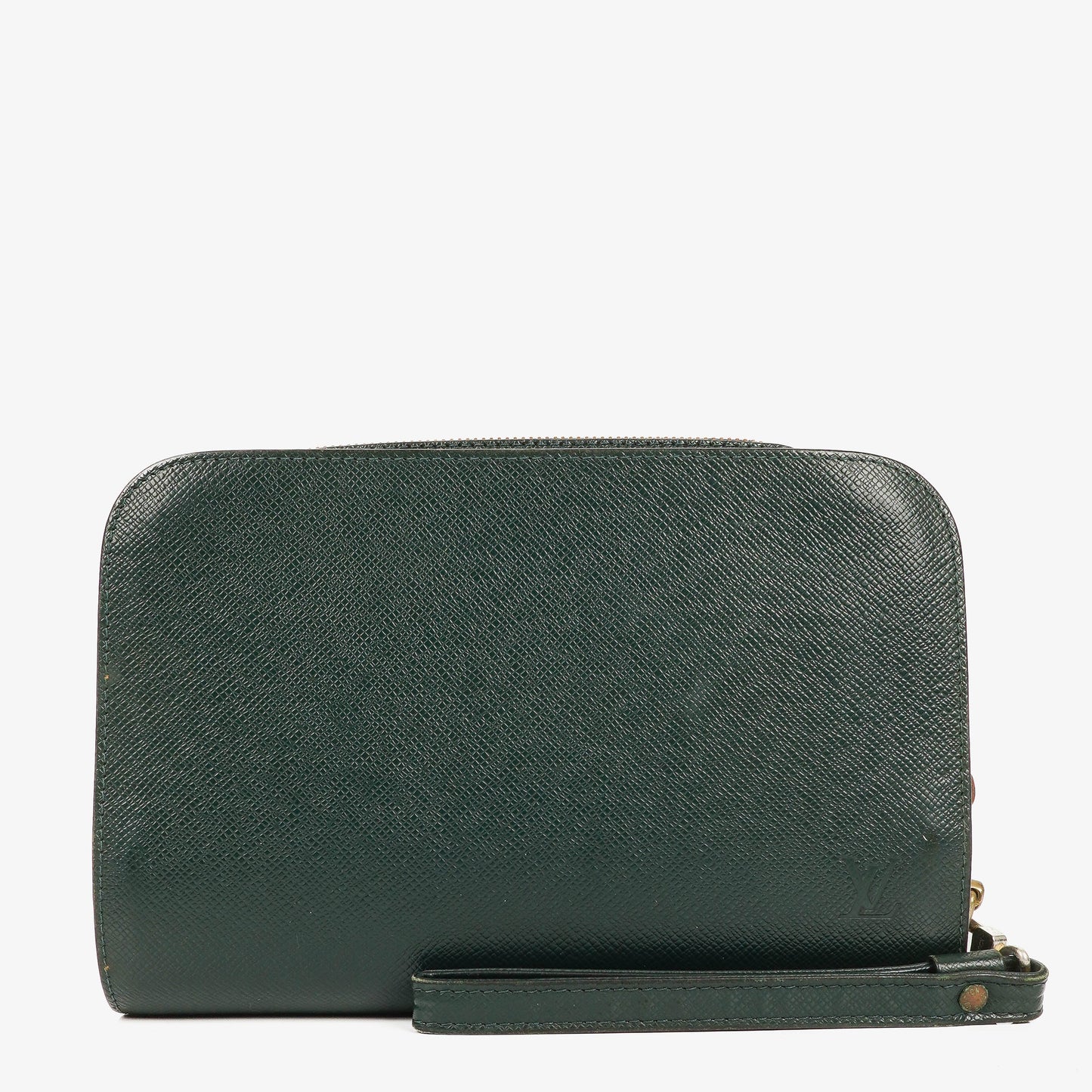Louis Vuitton Taiga Green Leather Pochette Baikal Clutch Bag