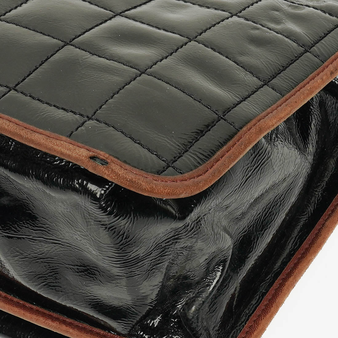 Chanel Patent Leather Chocolate Bar Quilted Tote