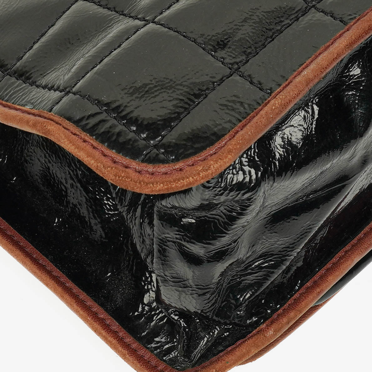 Chanel Patent Leather Chocolate Bar Quilted Tote