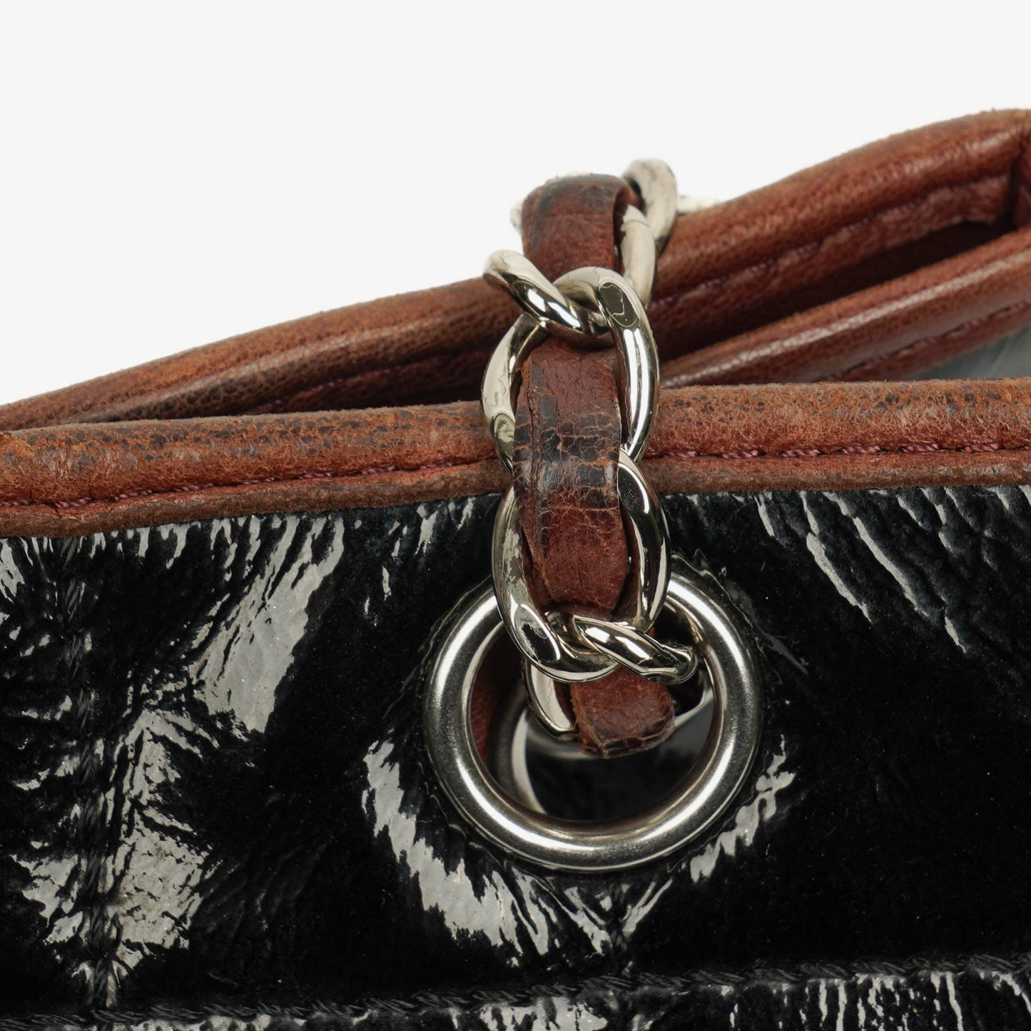 Chanel Patent Leather Chocolate Bar Quilted Tote