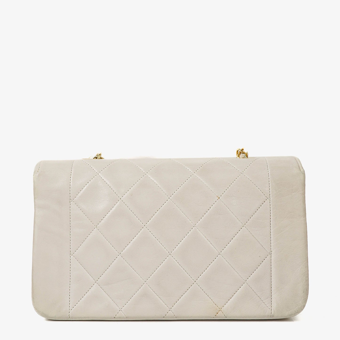 Chanel Diana White Quilted Lambskin  Small Flap Bag With 24K Gold-Plated Hardware