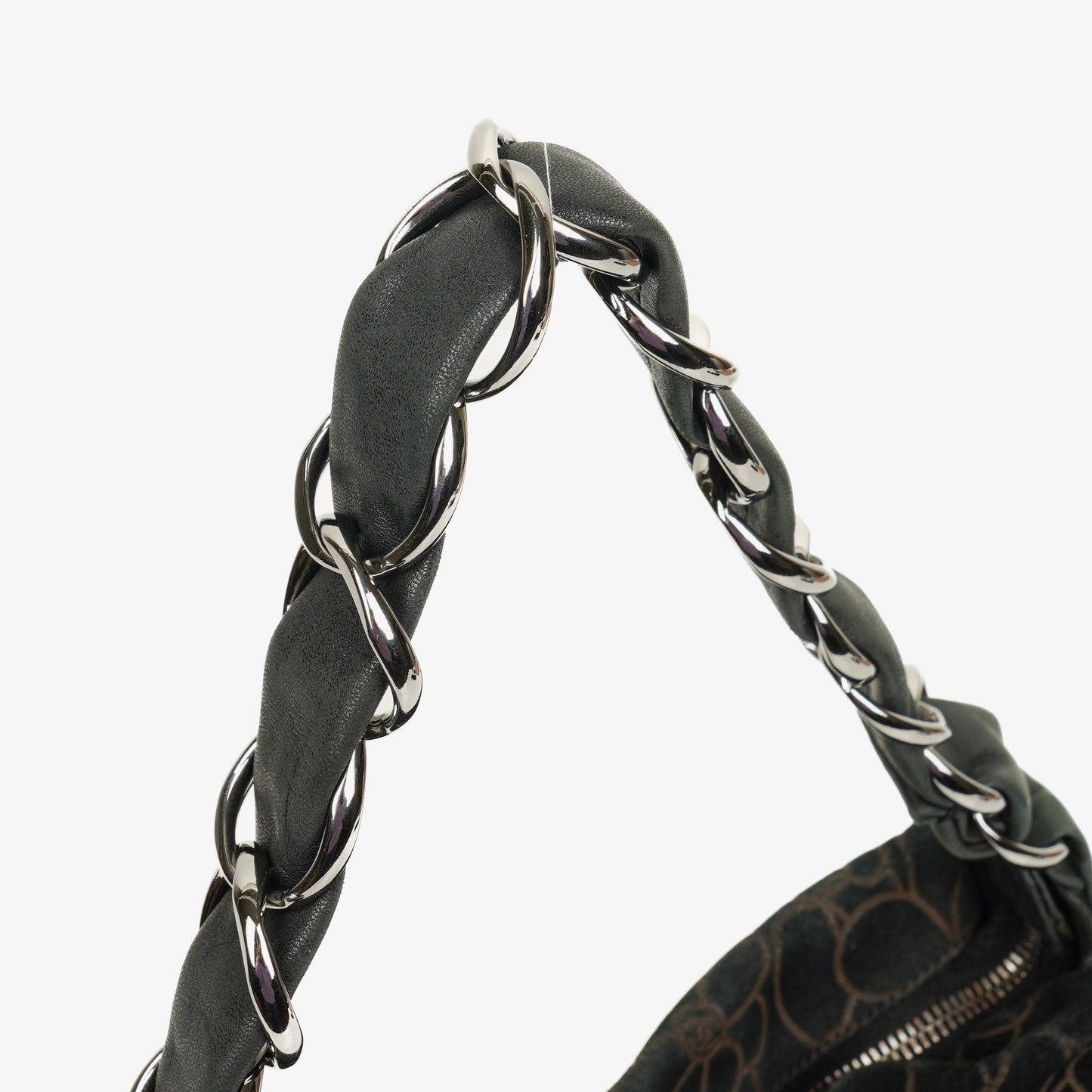 Chanel Camellia Chain Embossed Suede Shoulder Bag