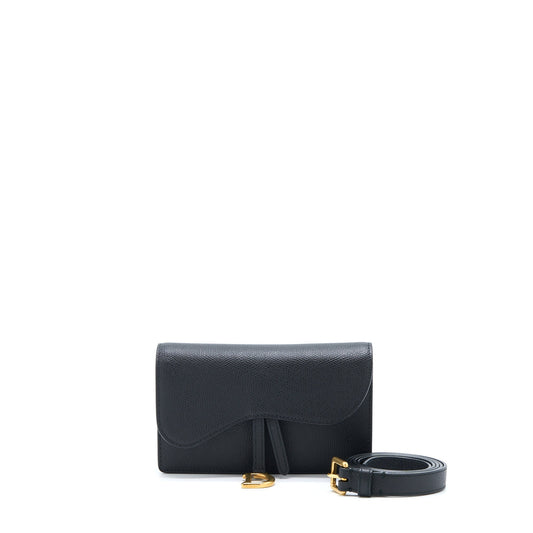 Dior Saddle Belt Pouch Grained Calfskin Black