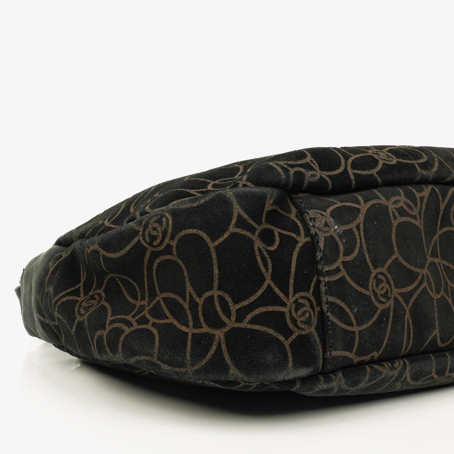Chanel Camellia Chain Embossed Suede Shoulder Bag