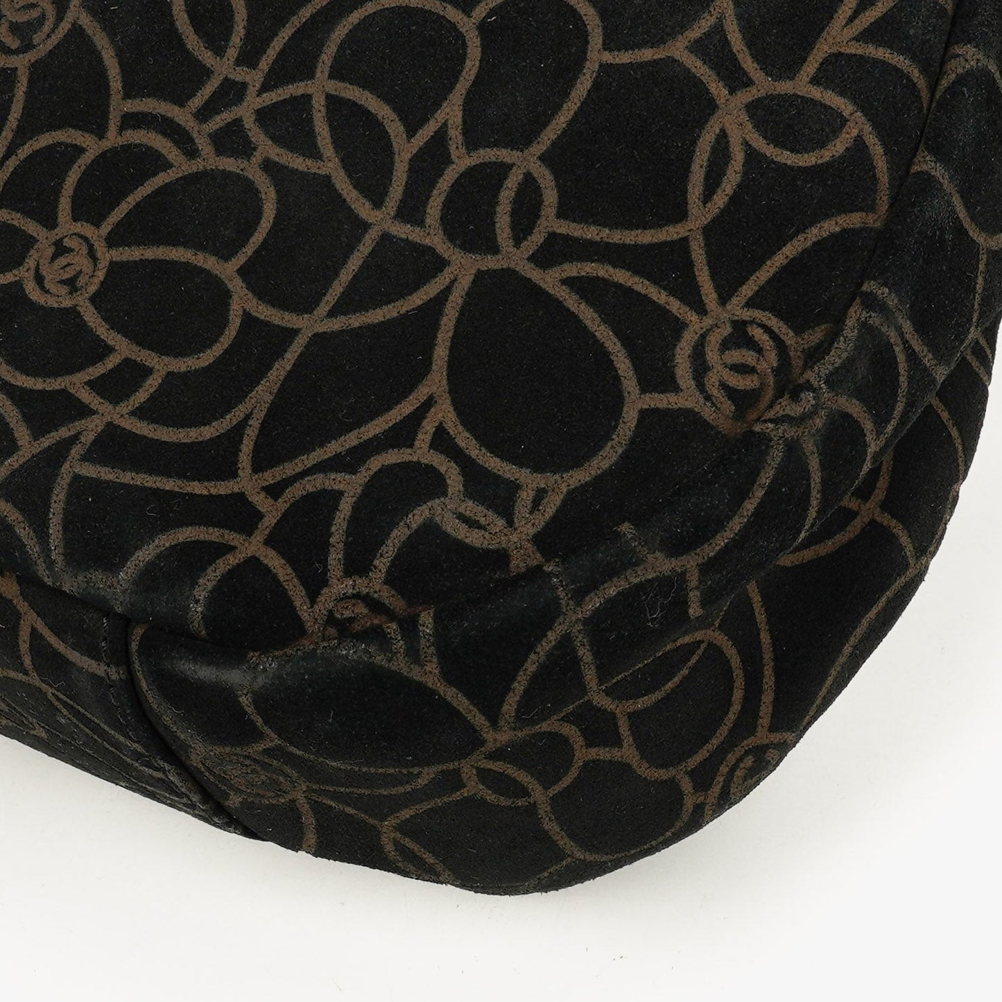 Chanel Camellia Chain Embossed Suede Shoulder Bag
