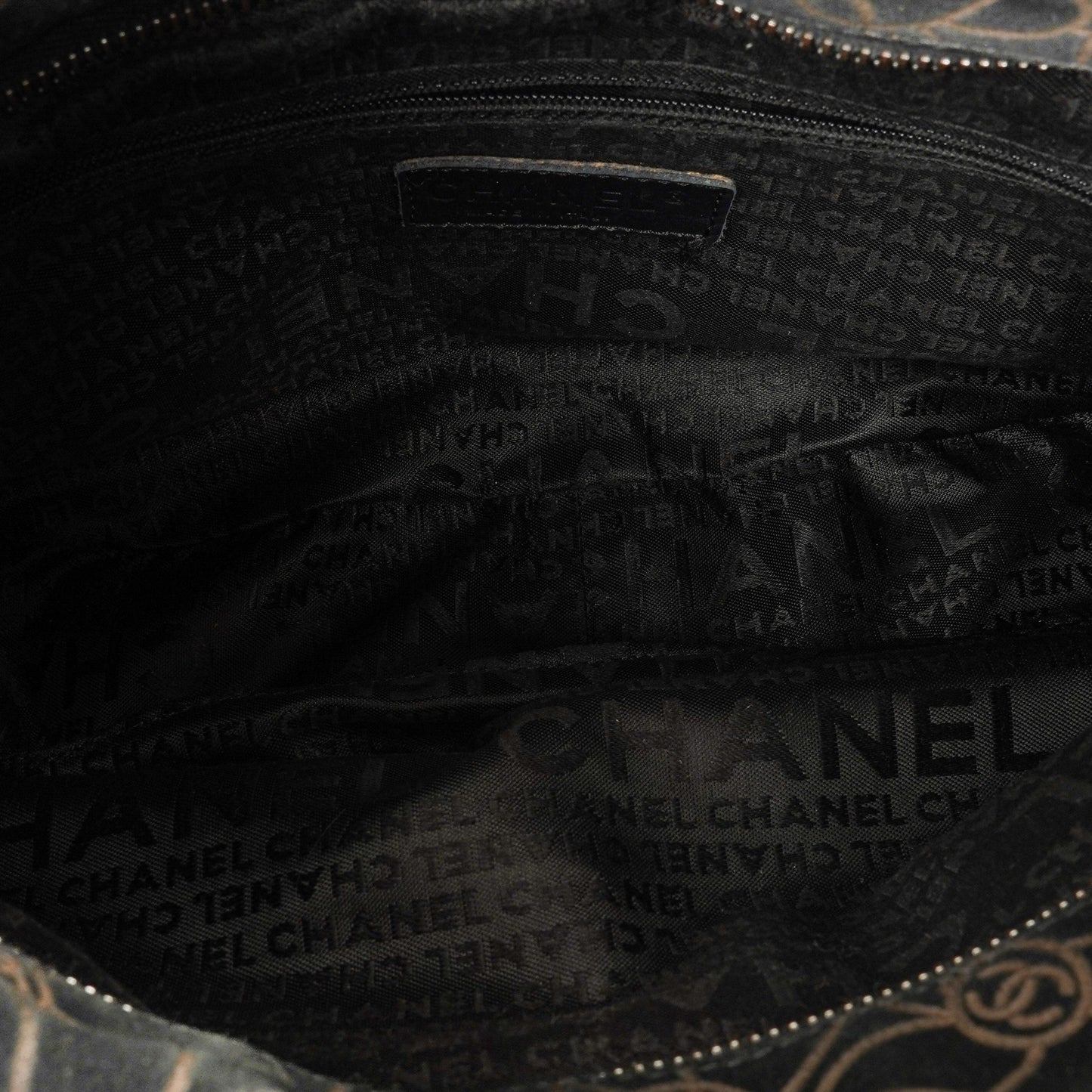 Chanel Camellia Chain Embossed Suede Shoulder Bag