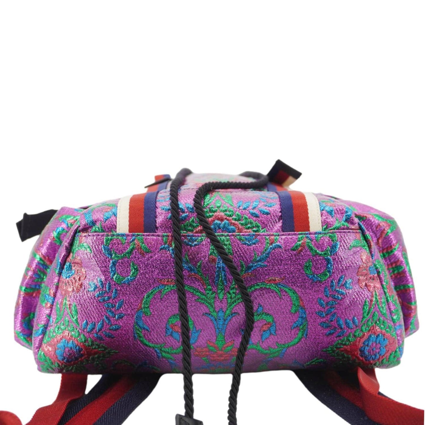 GUCCI Double Buckle Small Brocade Web Backpack Multicolor 466467