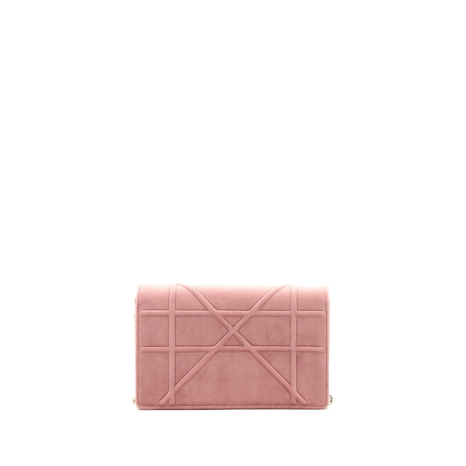 Dior Diorma Wallet On Chain Velvet Pink