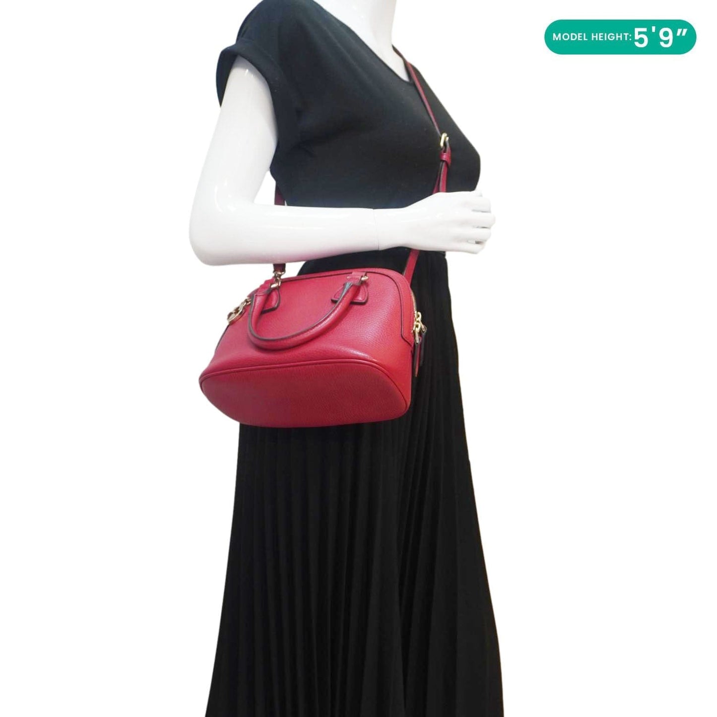 GUCCI Dome Small Dollar Calfskin Leather Crossbody Bag Red 449661