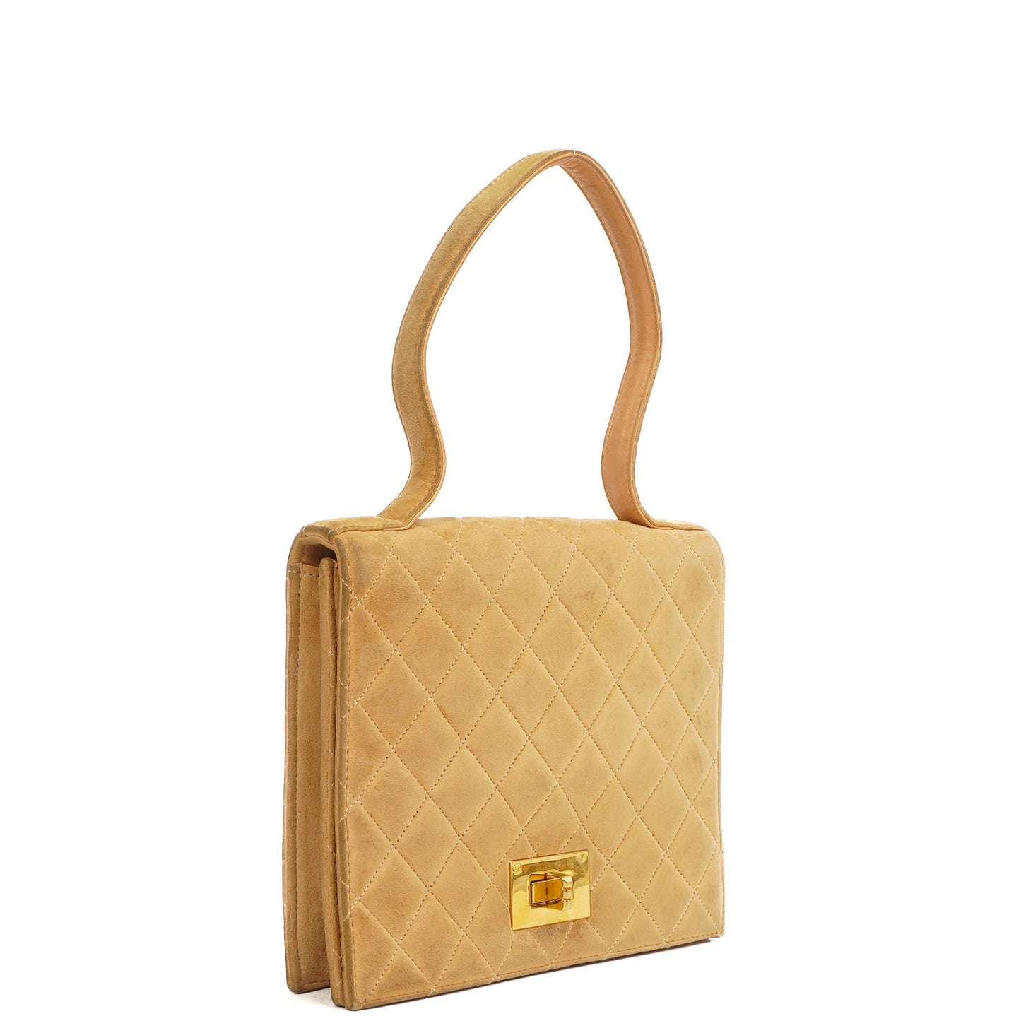 Chanel Mademoiselle Flap Bag Beige Suede 24K Gold-Plated Hardware