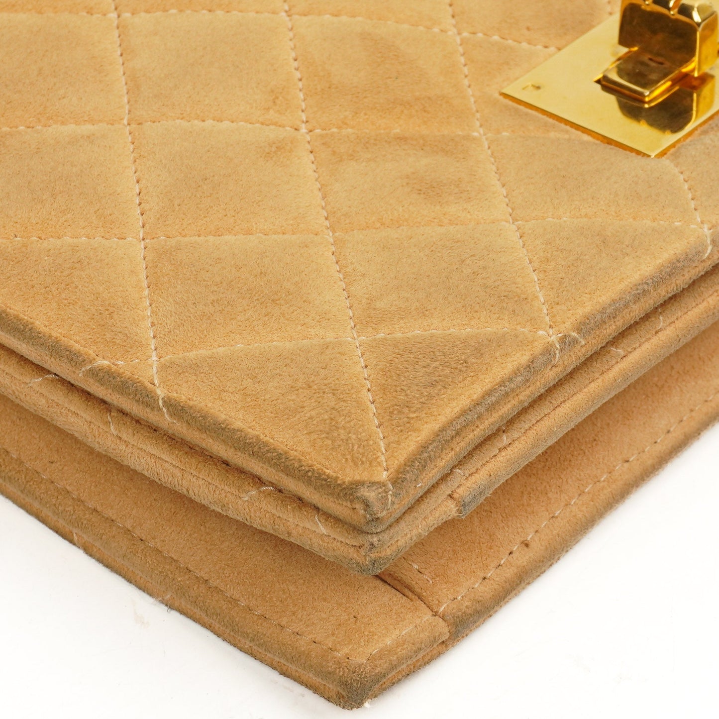 Chanel Mademoiselle Flap Bag Beige Suede 24K Gold-Plated Hardware