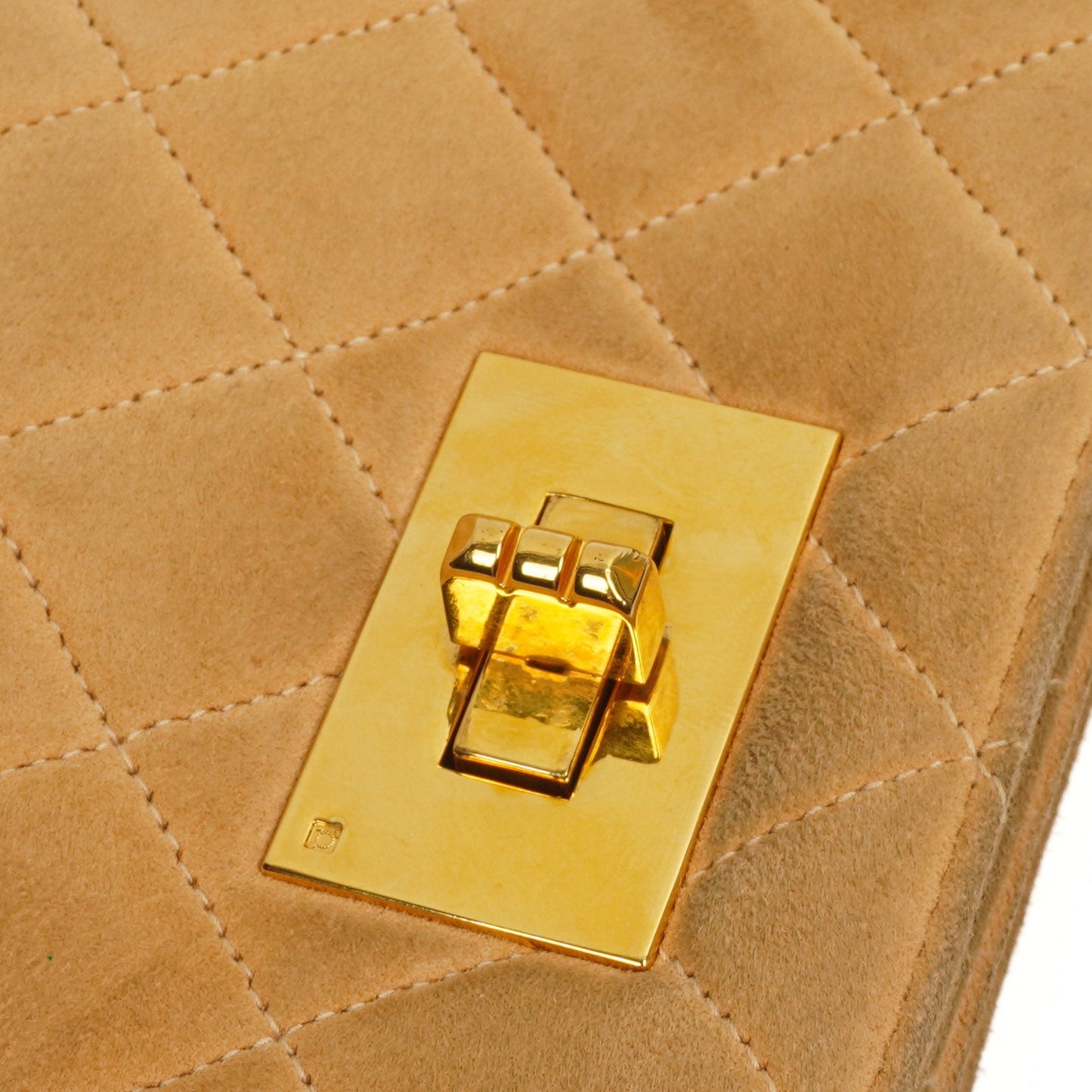 Chanel Mademoiselle Flap Bag Beige Suede 24K Gold-Plated Hardware